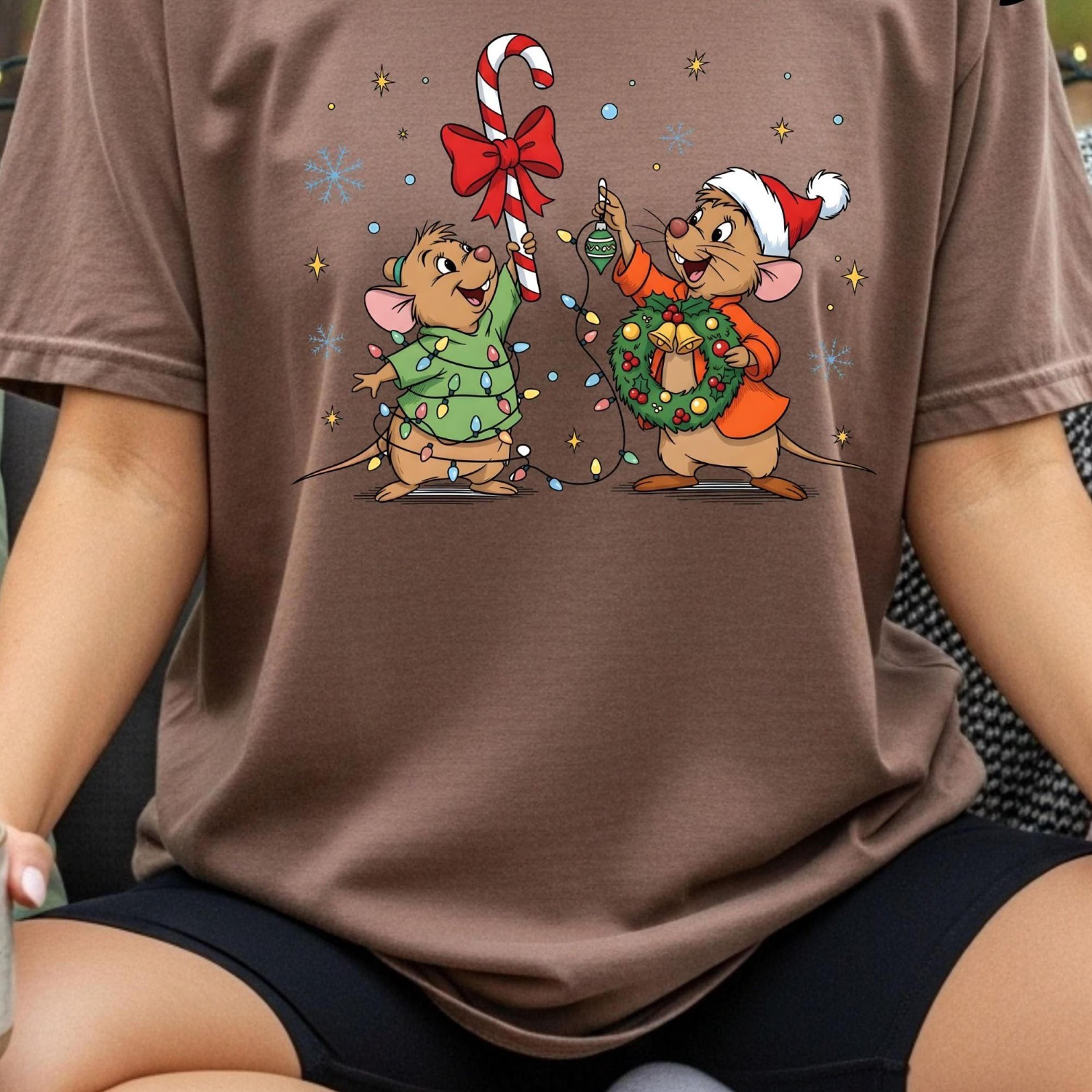 cute gus gus and jaq jaq christmas t-shirt, christmas shirt, cinderella xmas shirt