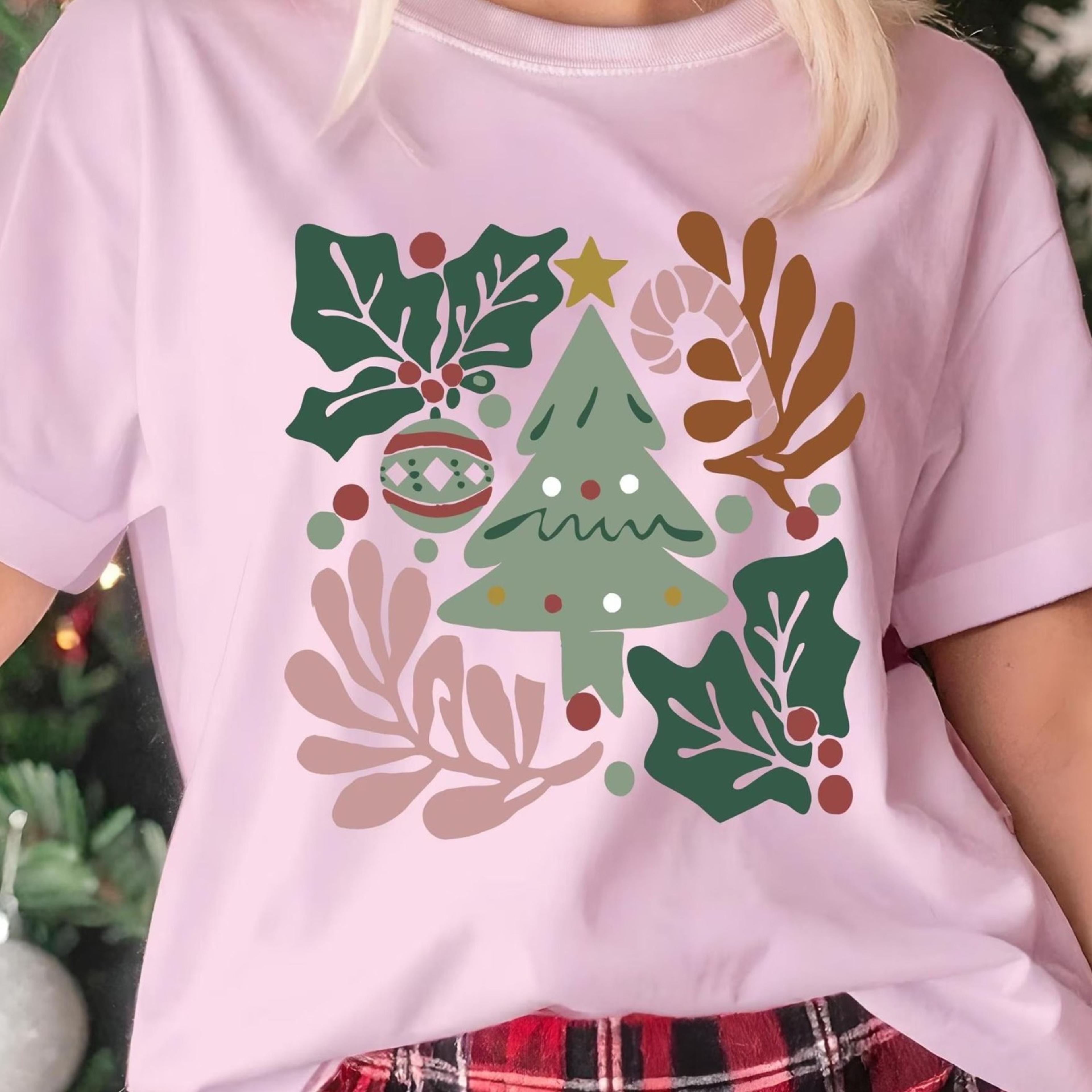 boho xmas t-shirt, retro christmas shirt, christmas tree shirt, merry christmas shirt, xmas woman shirt