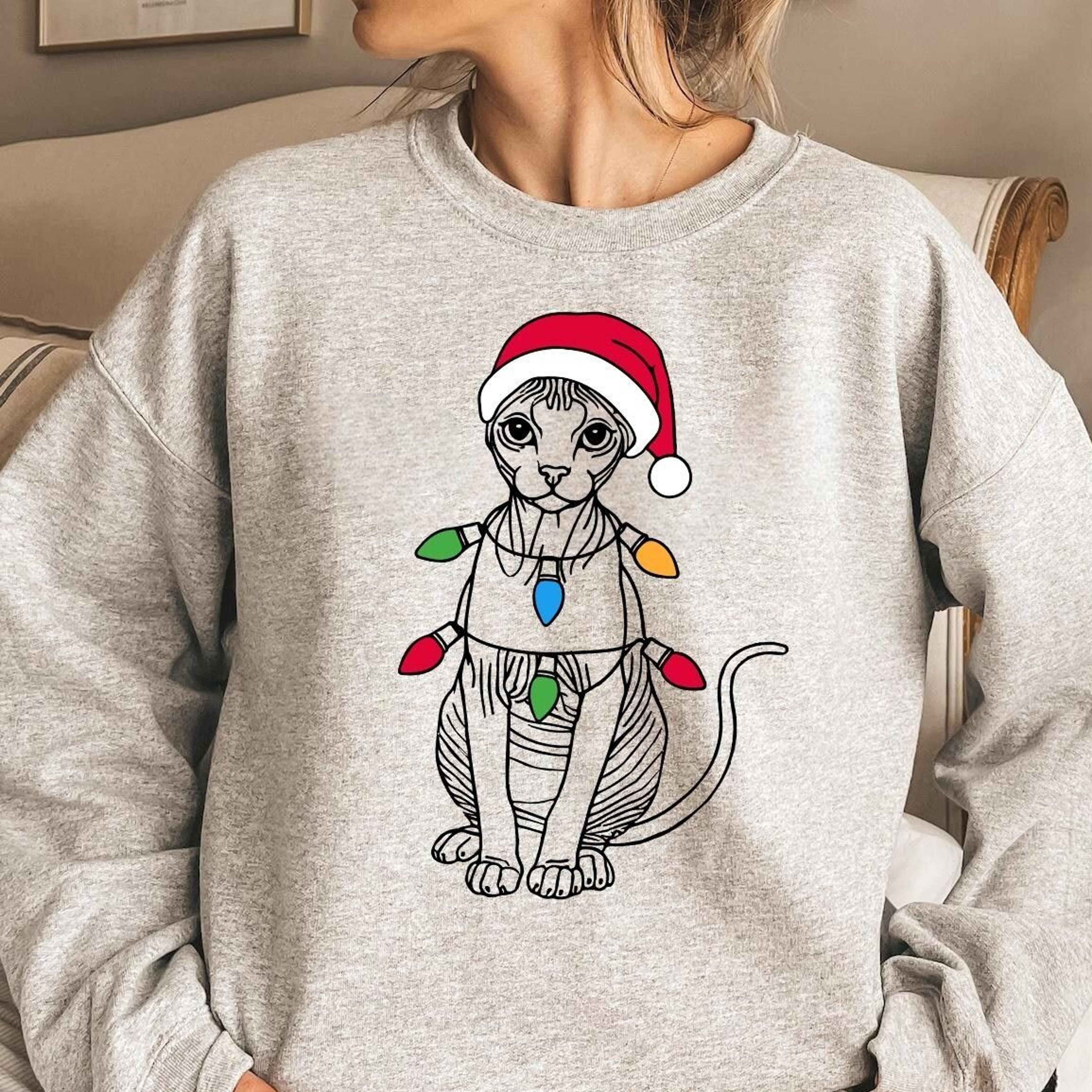 sphynx cat christmas sweatshirt | santa sphynx cat sweater | christmas sphynx | sphynx cat lover gift | cat lady | xmas