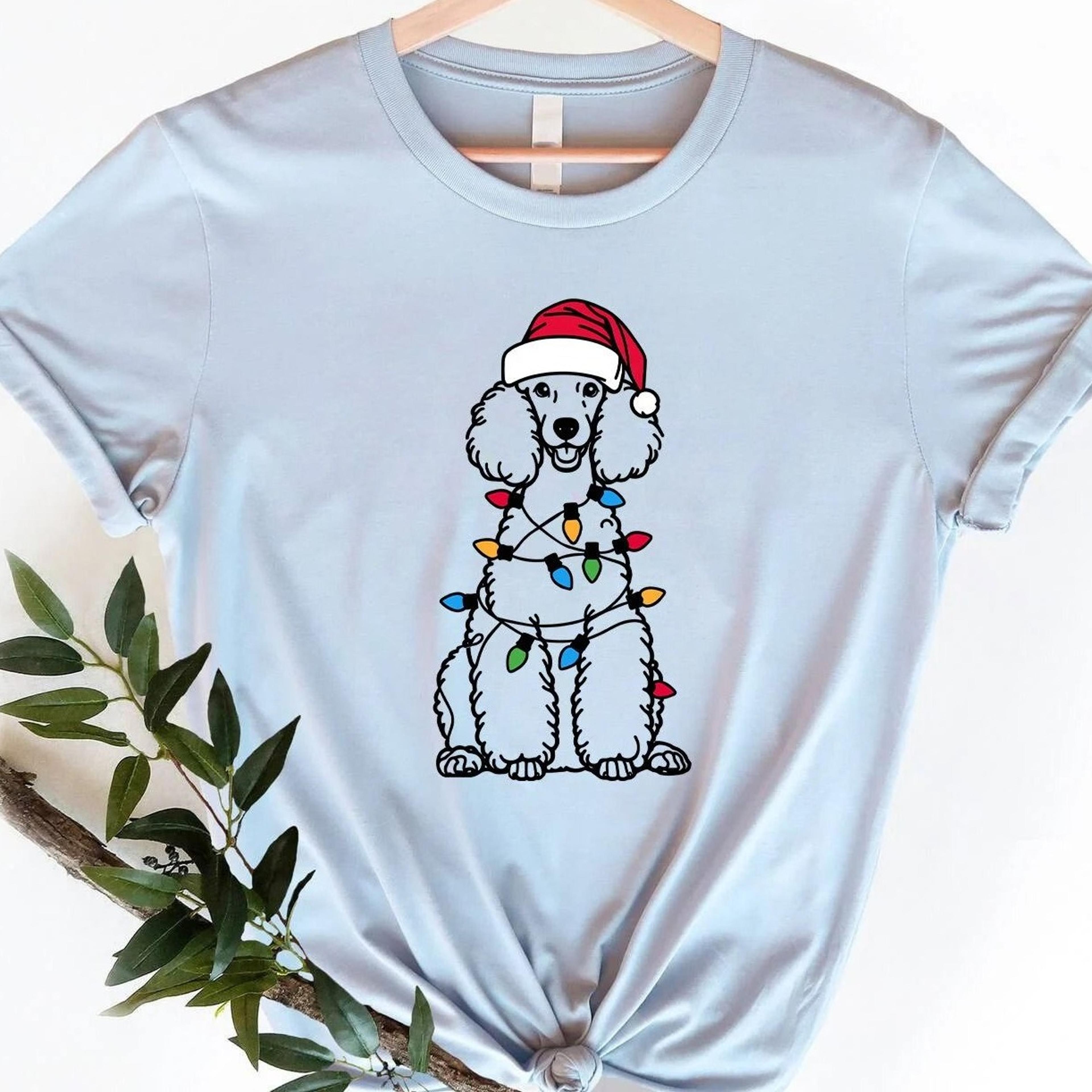 poodle christmas t-shirt | dog lover holiday tee | poodle mom christmas gift | pet christmas lights shirt | winter dog t