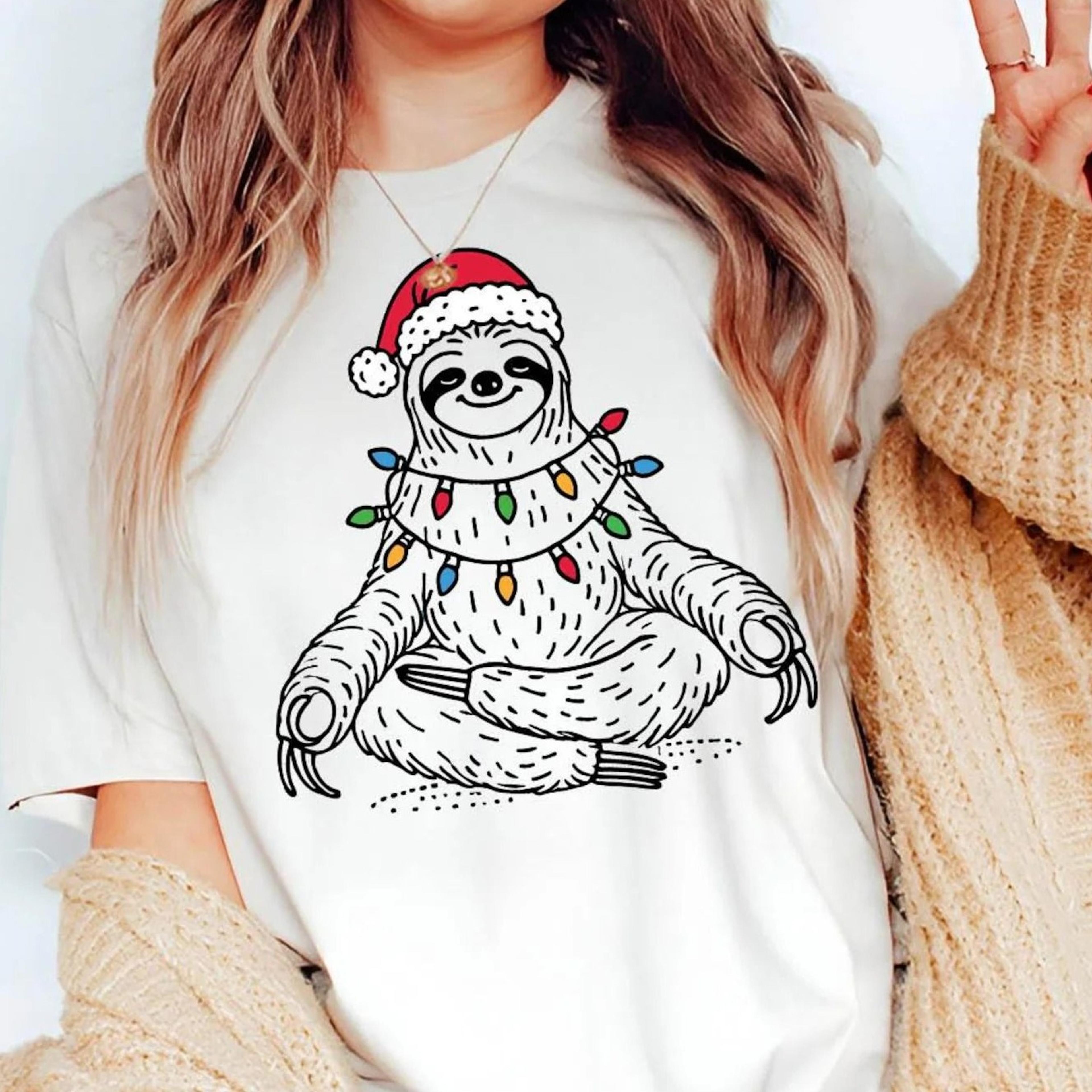 christmas sloth yoga shirt | merry slothmas | cute sloth tee | sloth lover gift | santa sloth shirt | xmas sloth shirt
