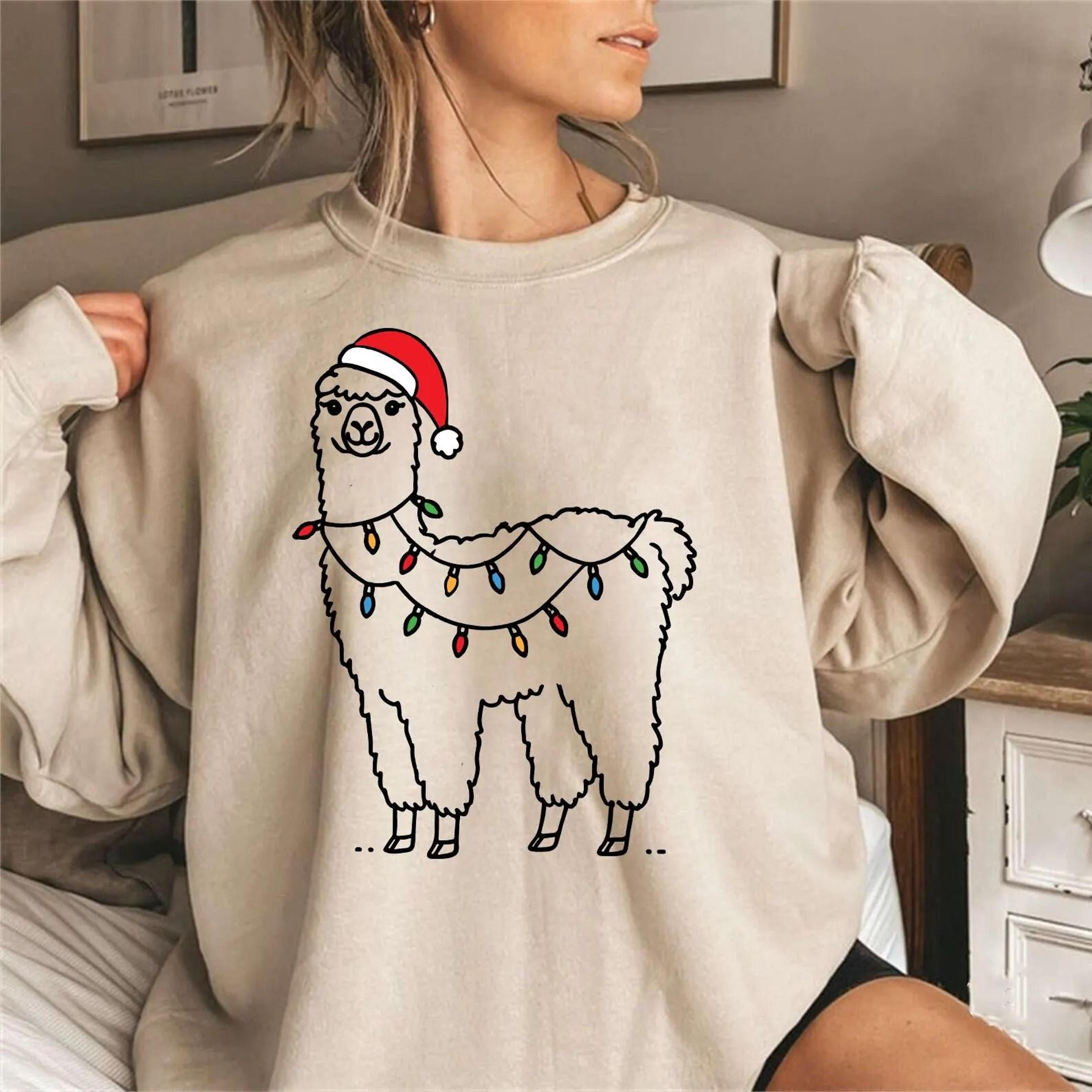 christmas llama sweatshirt | xmas llama sweater | santa llama crewneck | llama lover gift | cute llama sweater | xmas an