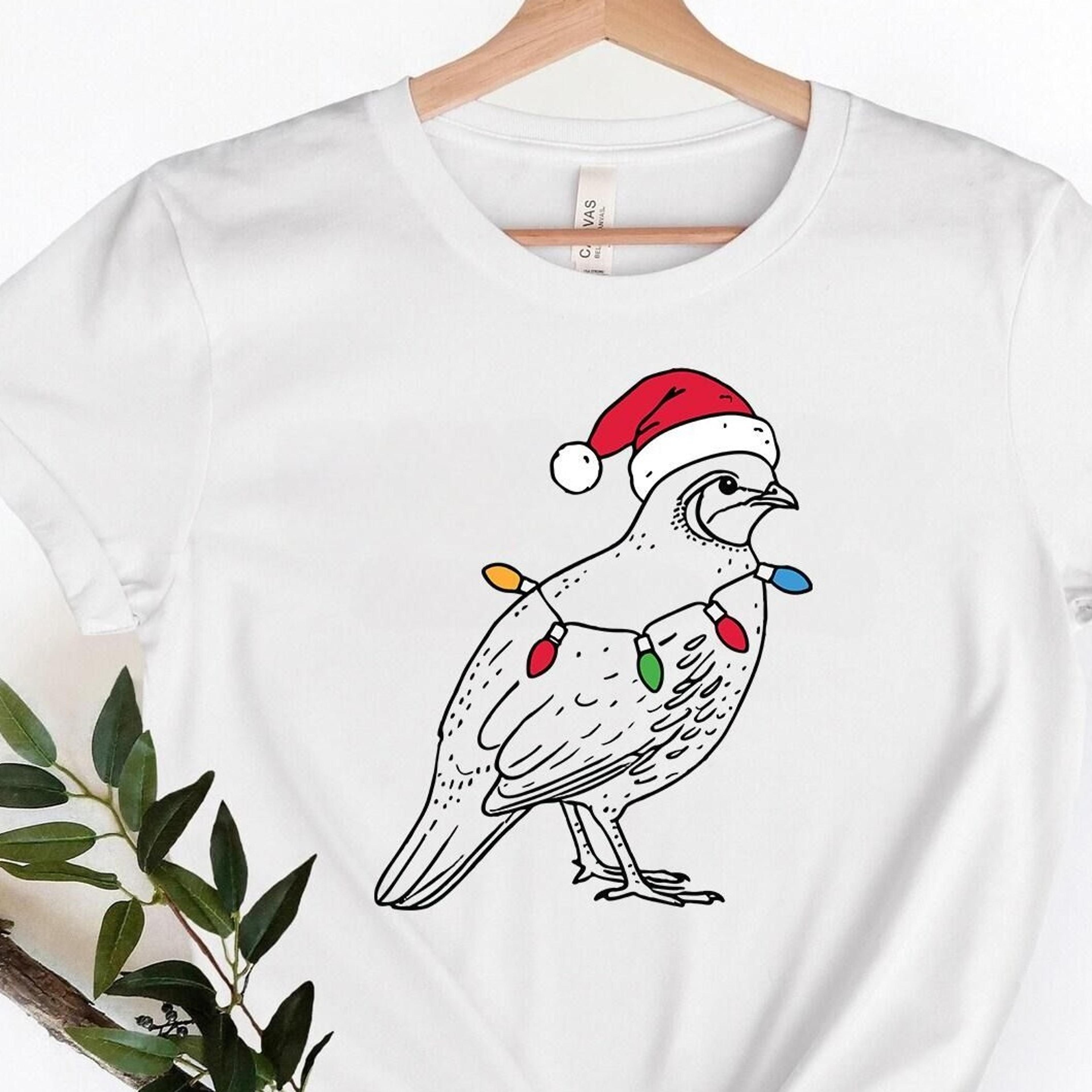 christmas quail shirt | bird christmas tee | quail lover gift | bird watcher shirt | holiday quail t-shirt | santa hat q