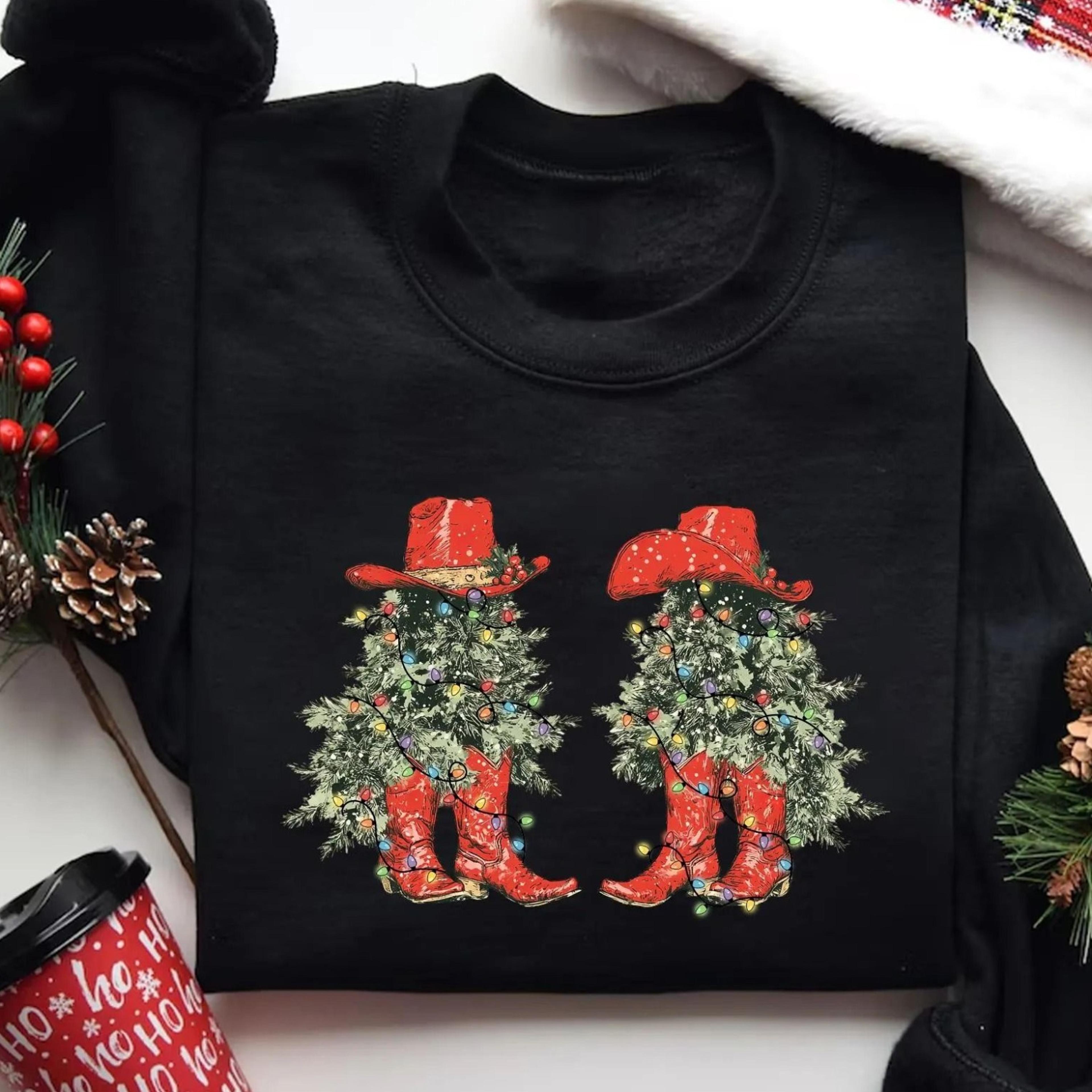 howdy christmas tree shirt, western cowgirl holiday tee gift