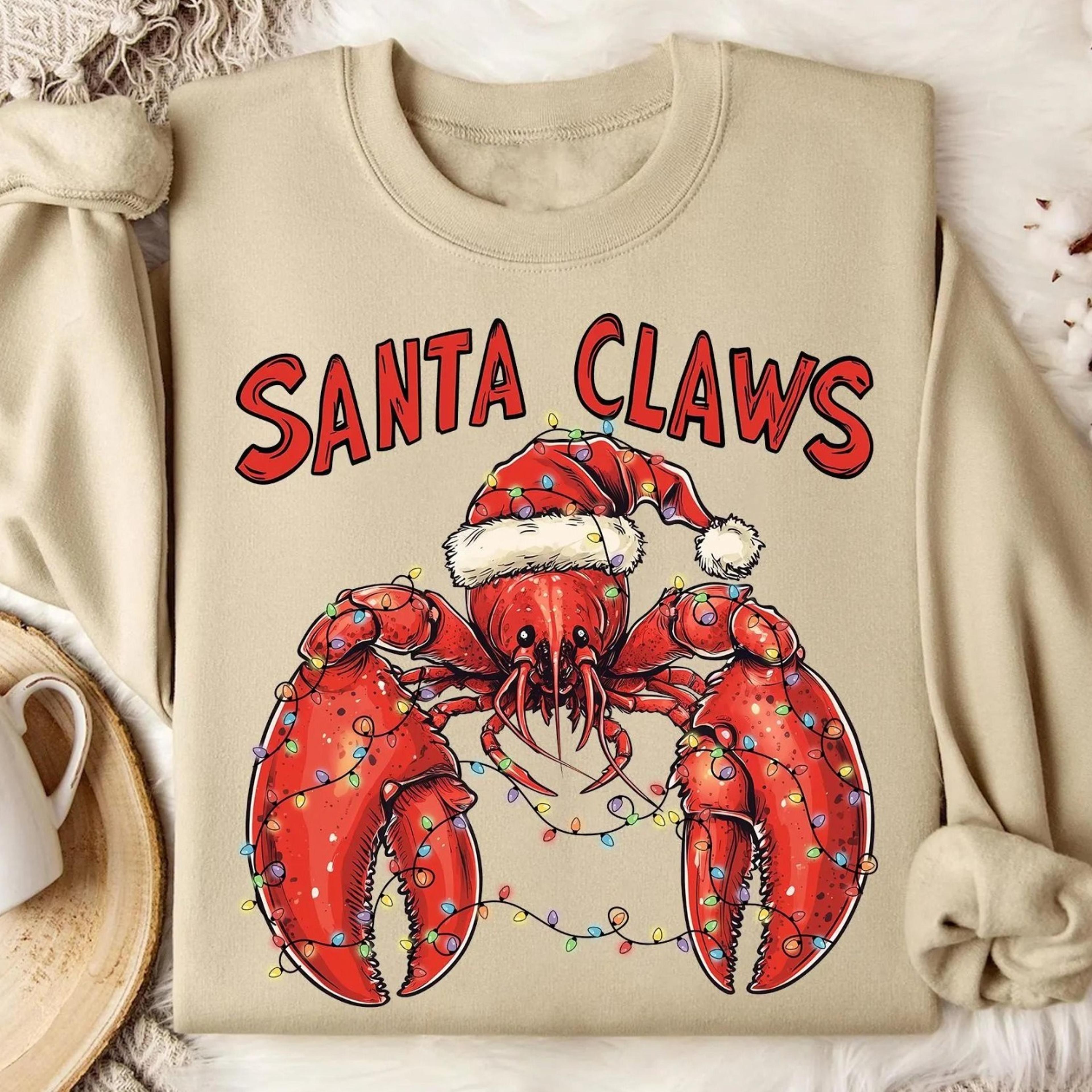 lobster christmas shirt santa claws seafood lover cotton tee