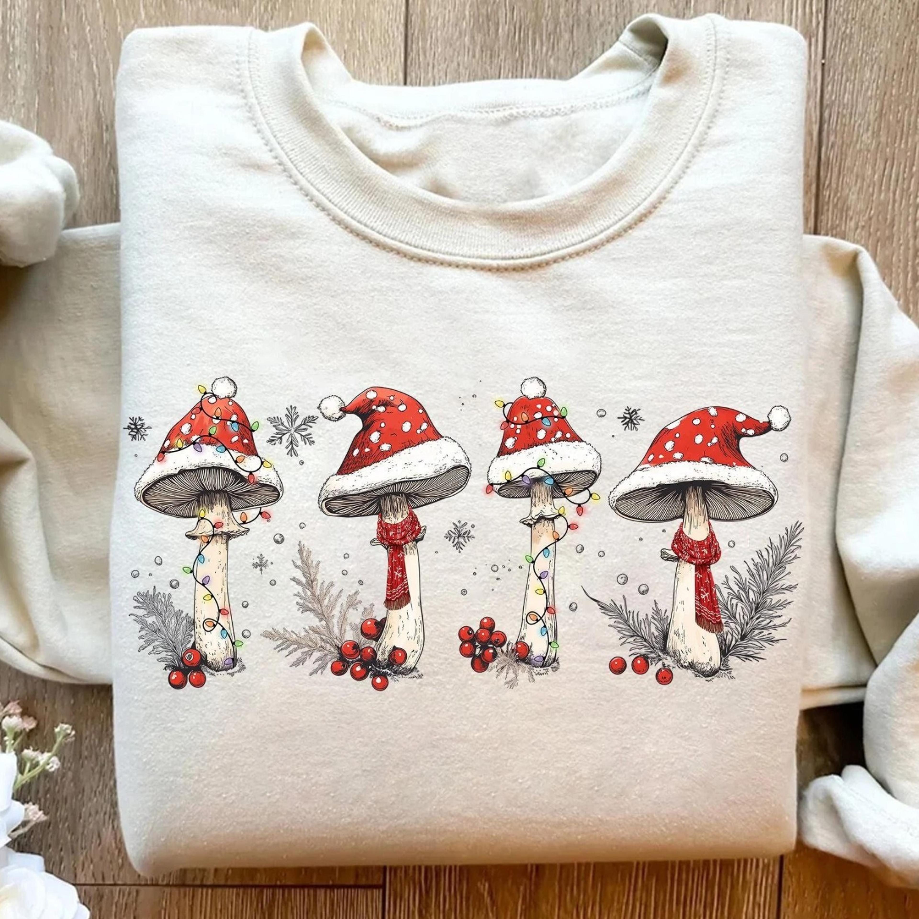 christmas mushroom shirt hippie holiday unisex tee