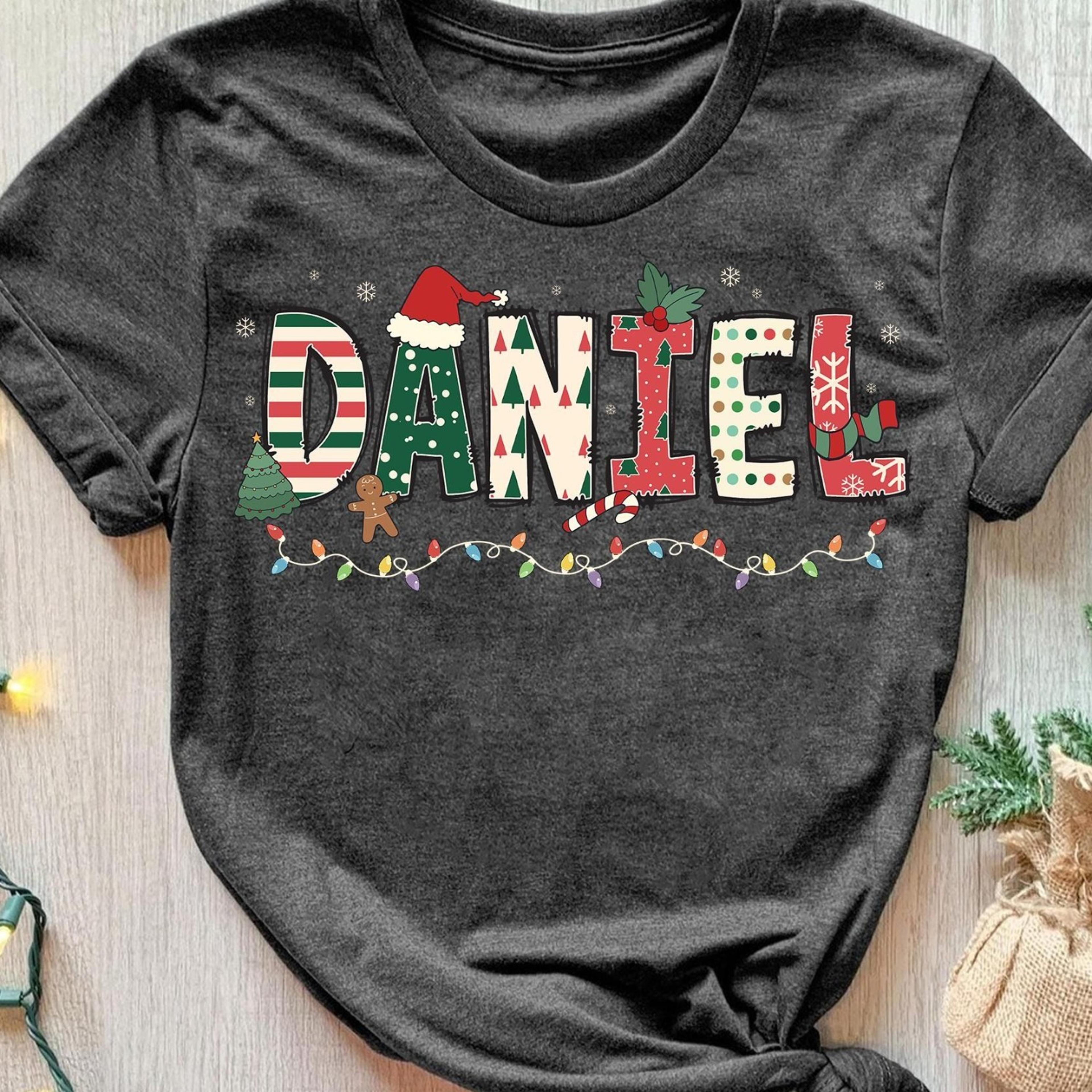 christmas name shirt family matching cotton tee