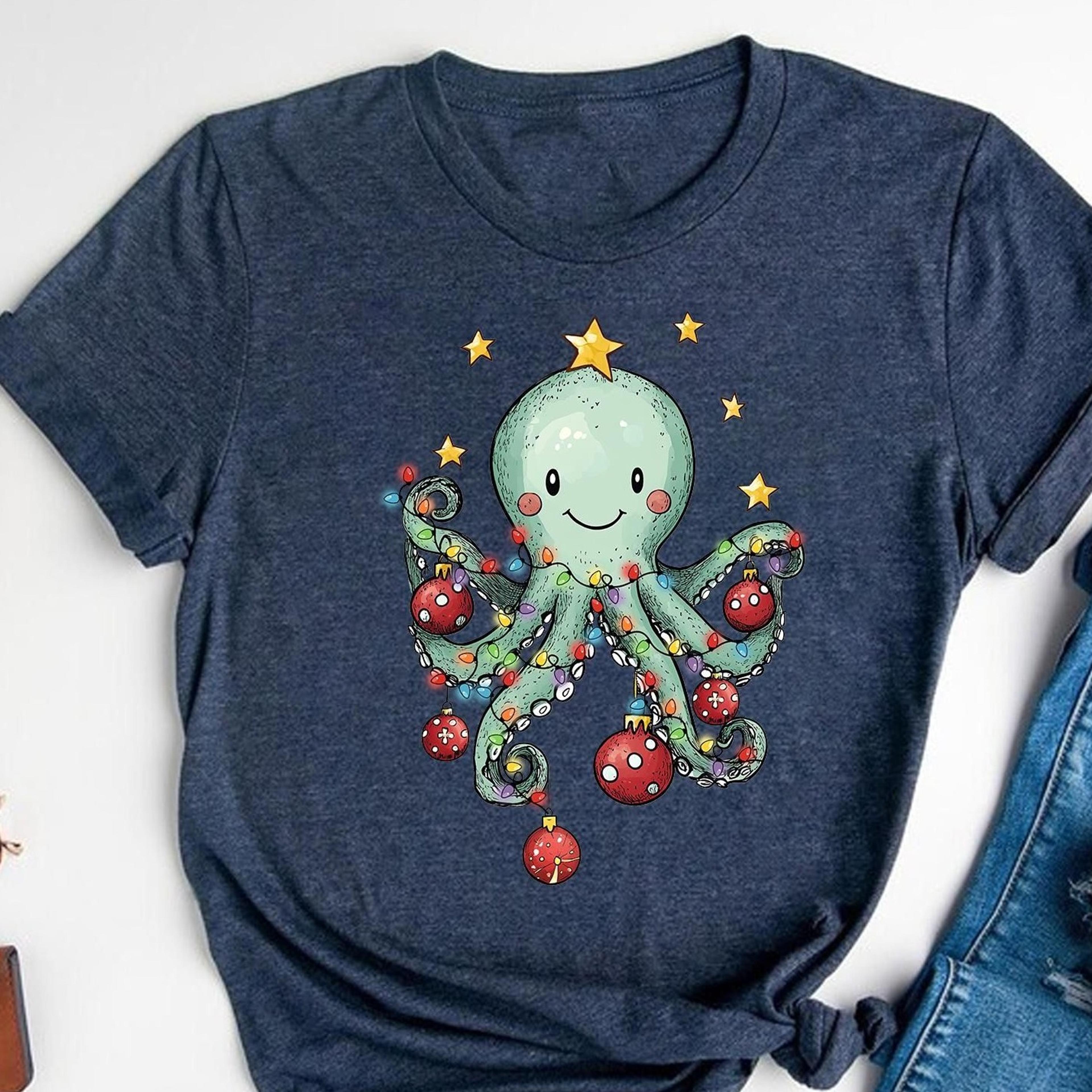 octopus christmas tree shirt sea animal holiday