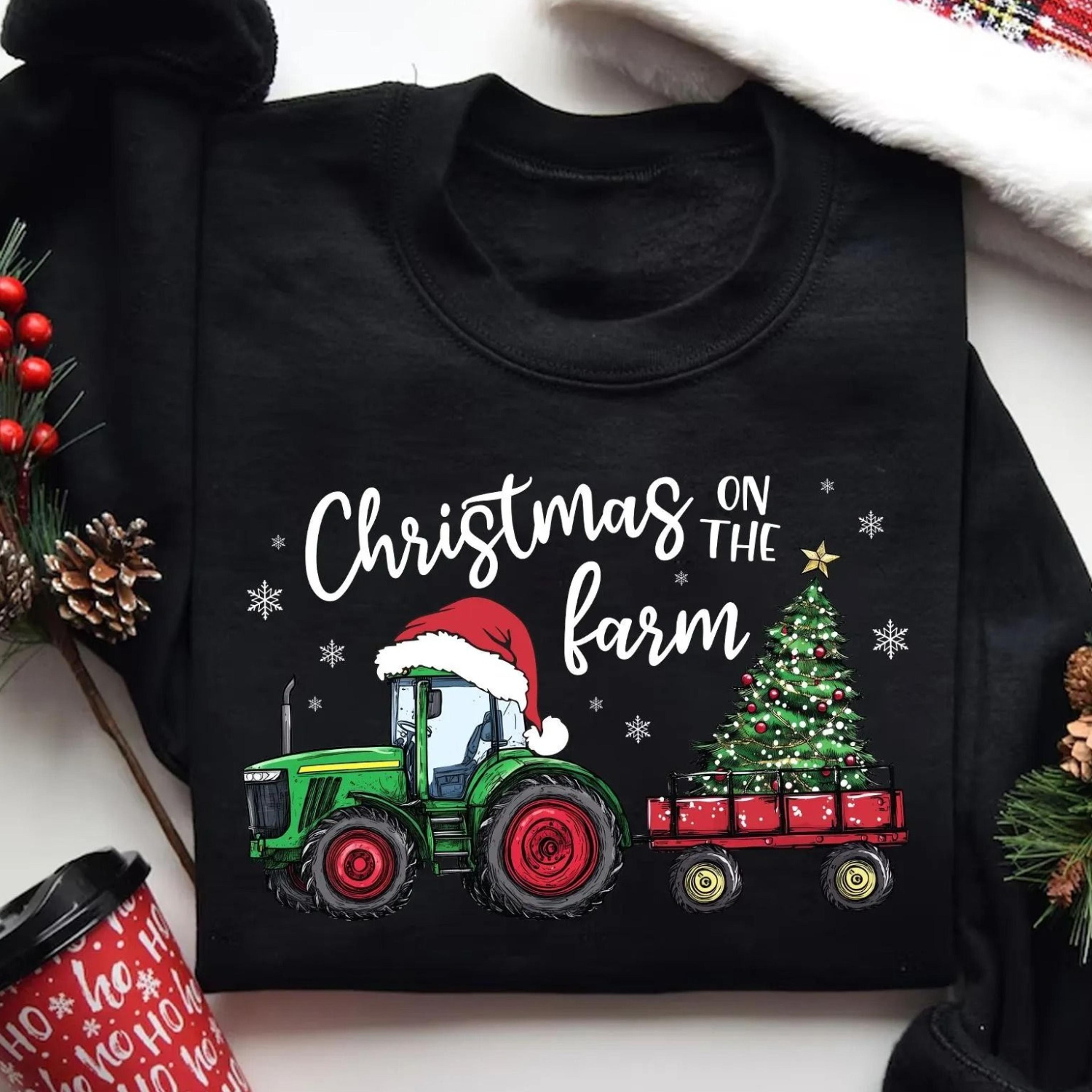 christmas on the farm shirt tractor holiday