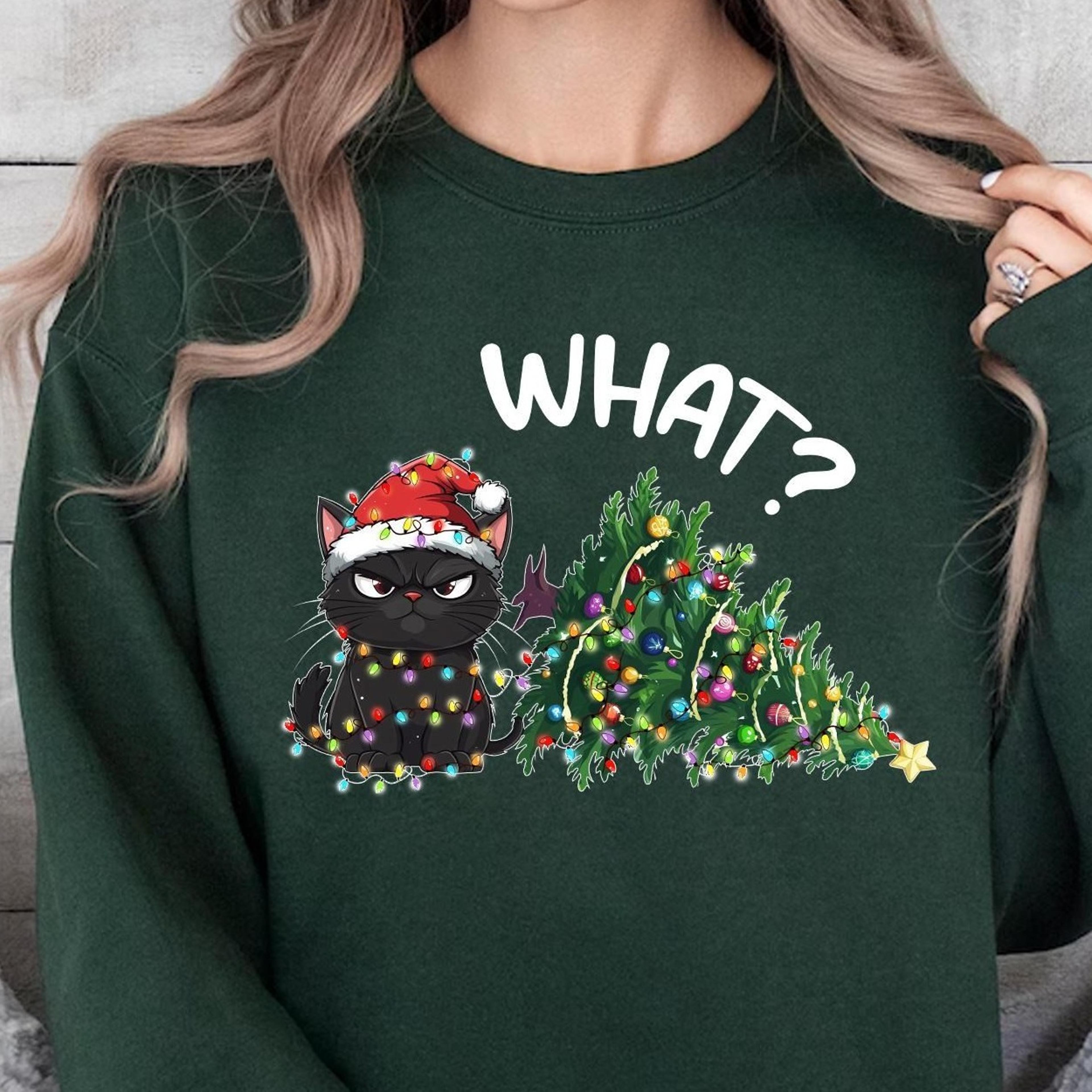 grumpy cat christmas shirt funny black cat lover cotton