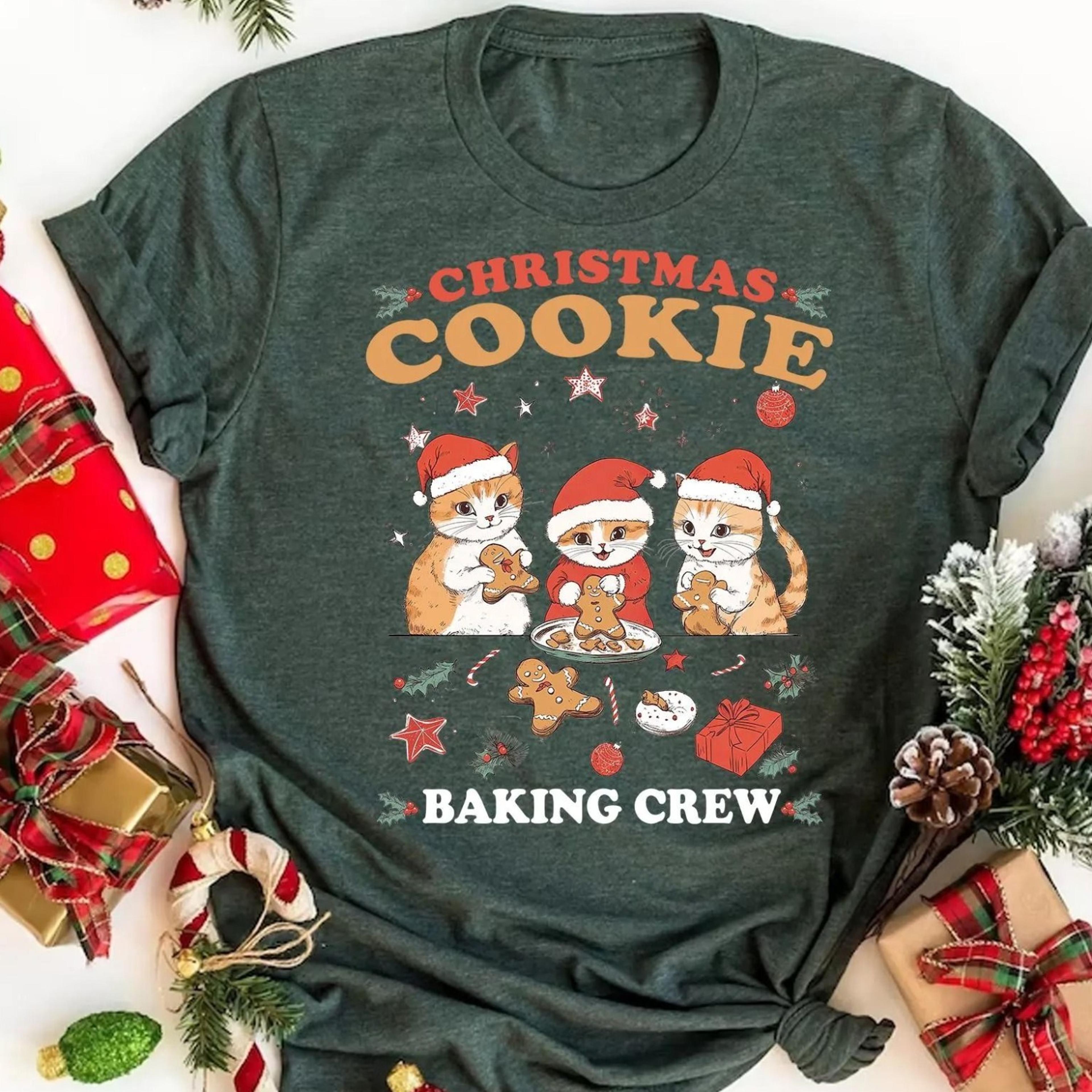 cat christmas cookie baking crew shirt funny xmas gift