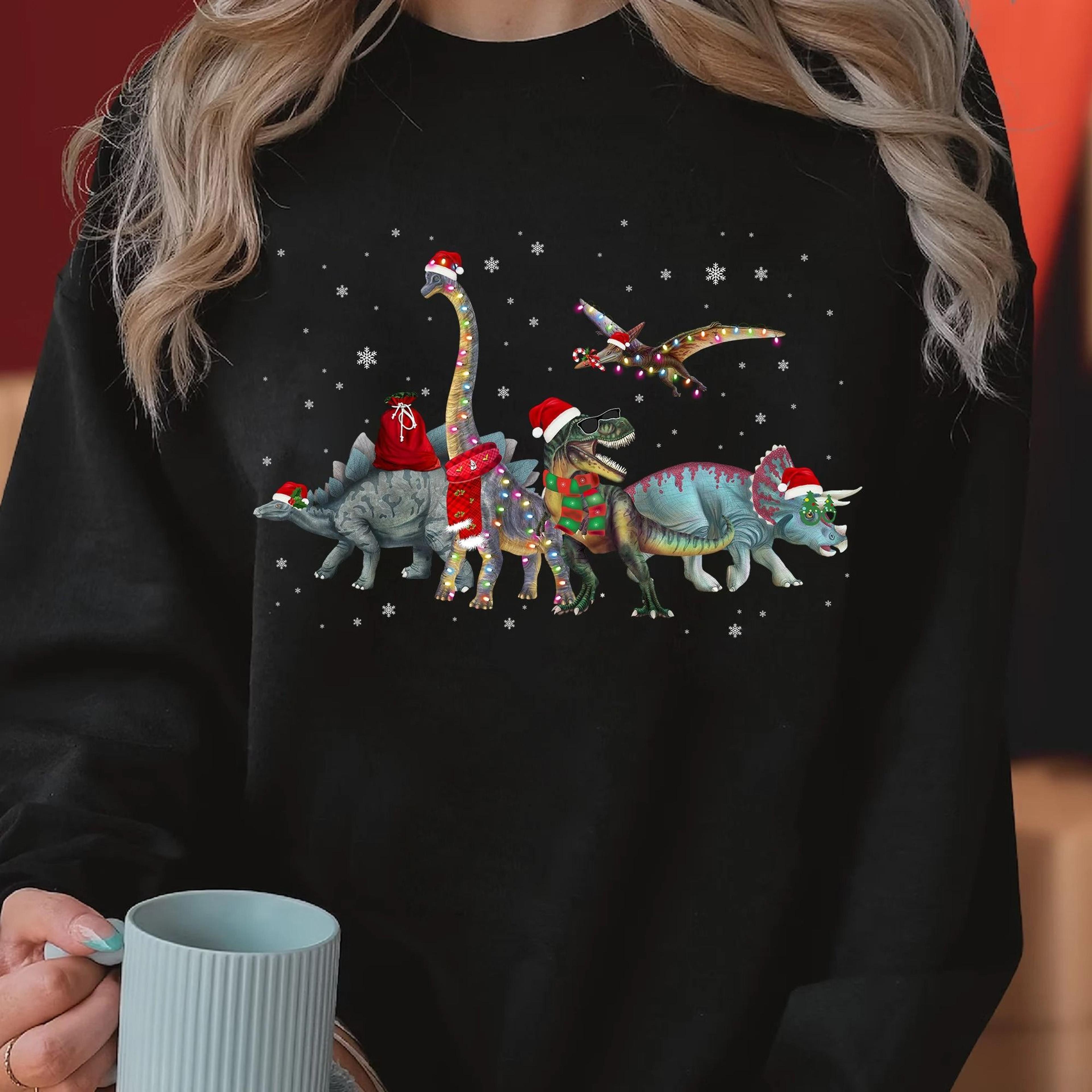 dinosaur christmas t-shirt dino lover xmas shirt