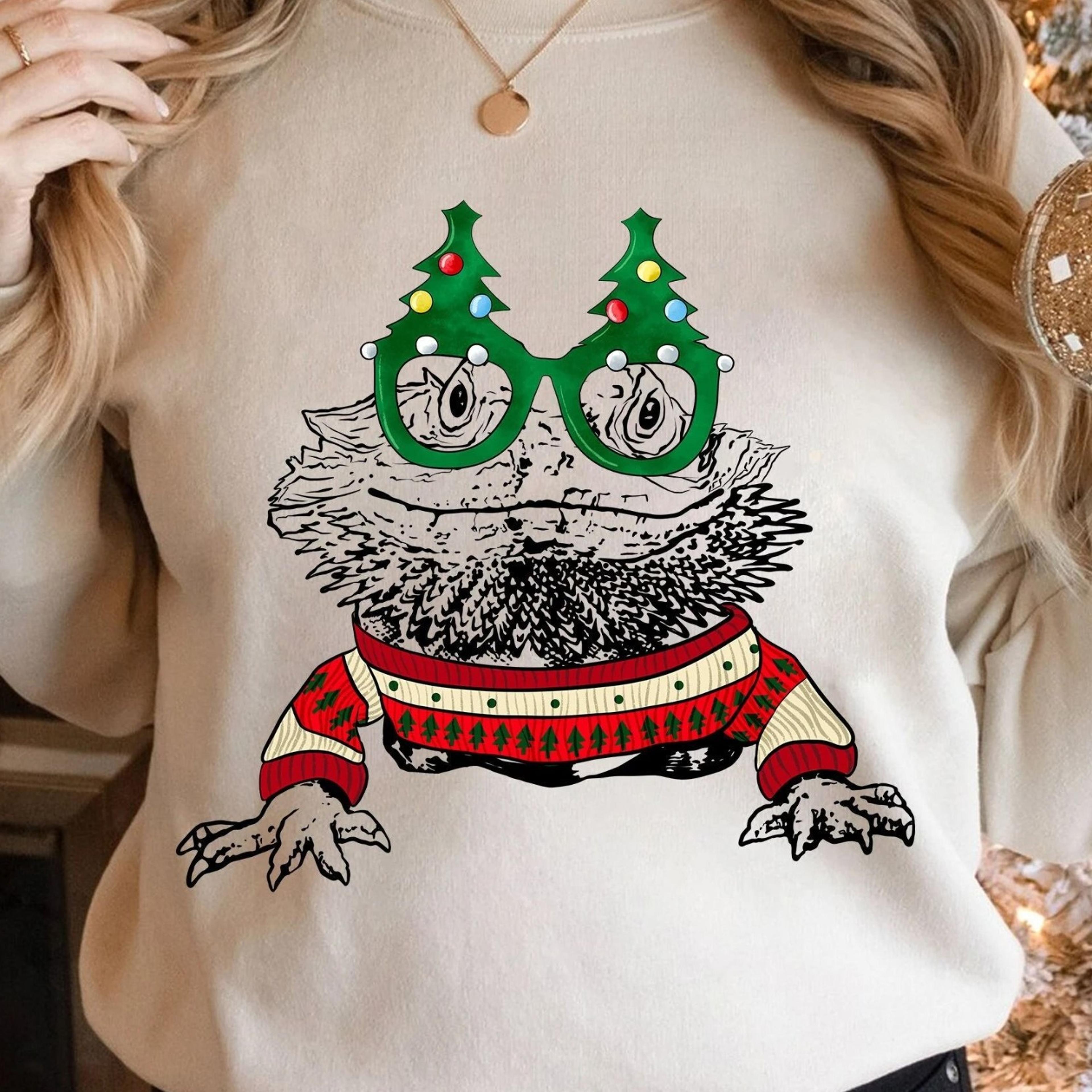 bearded dragon christmas shirt reptile ugly sweater gift