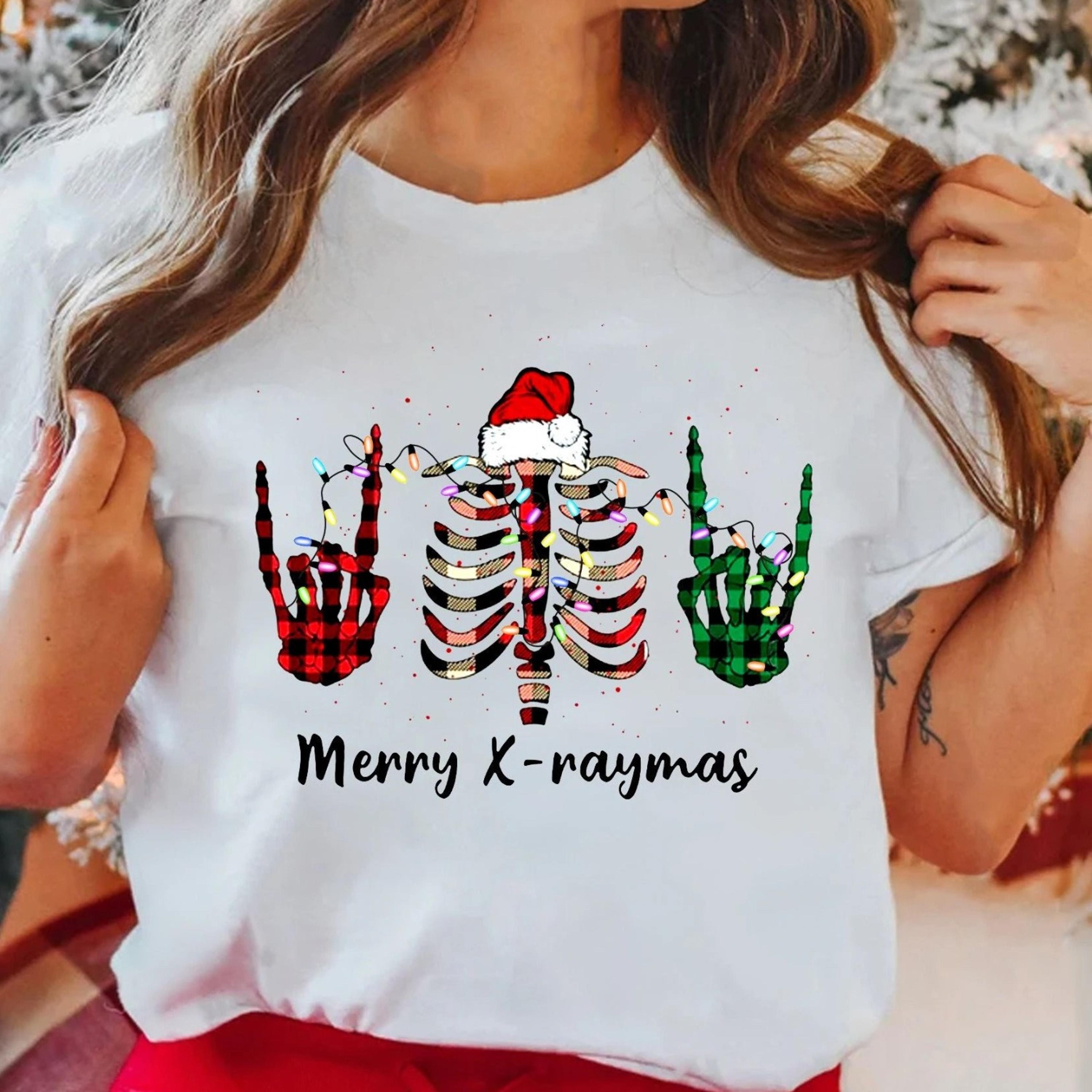 merry xraymas christmas t-shirt funny radiology skeleton gift