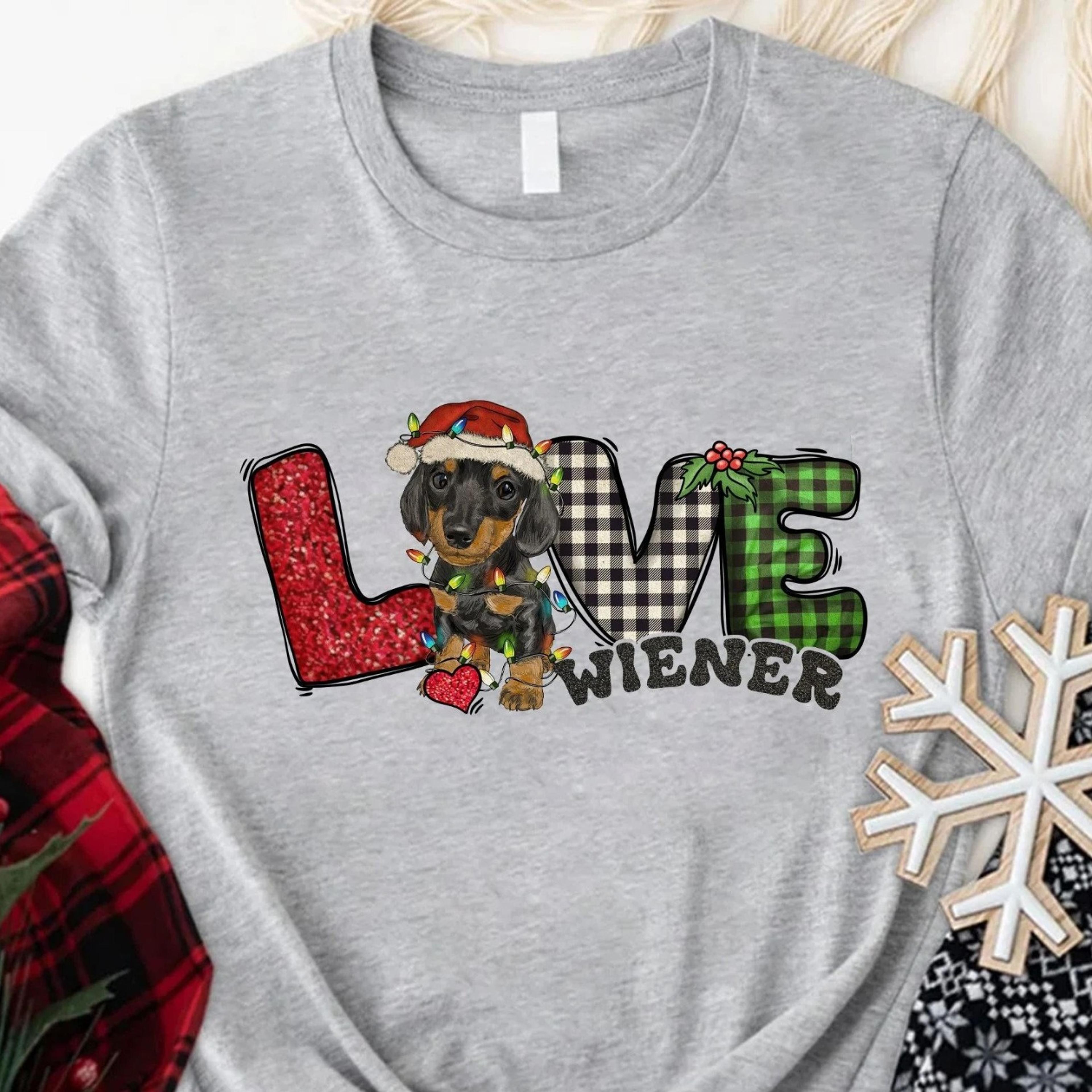 love dachshund christmas shirt, festive wiener dog lover apparel