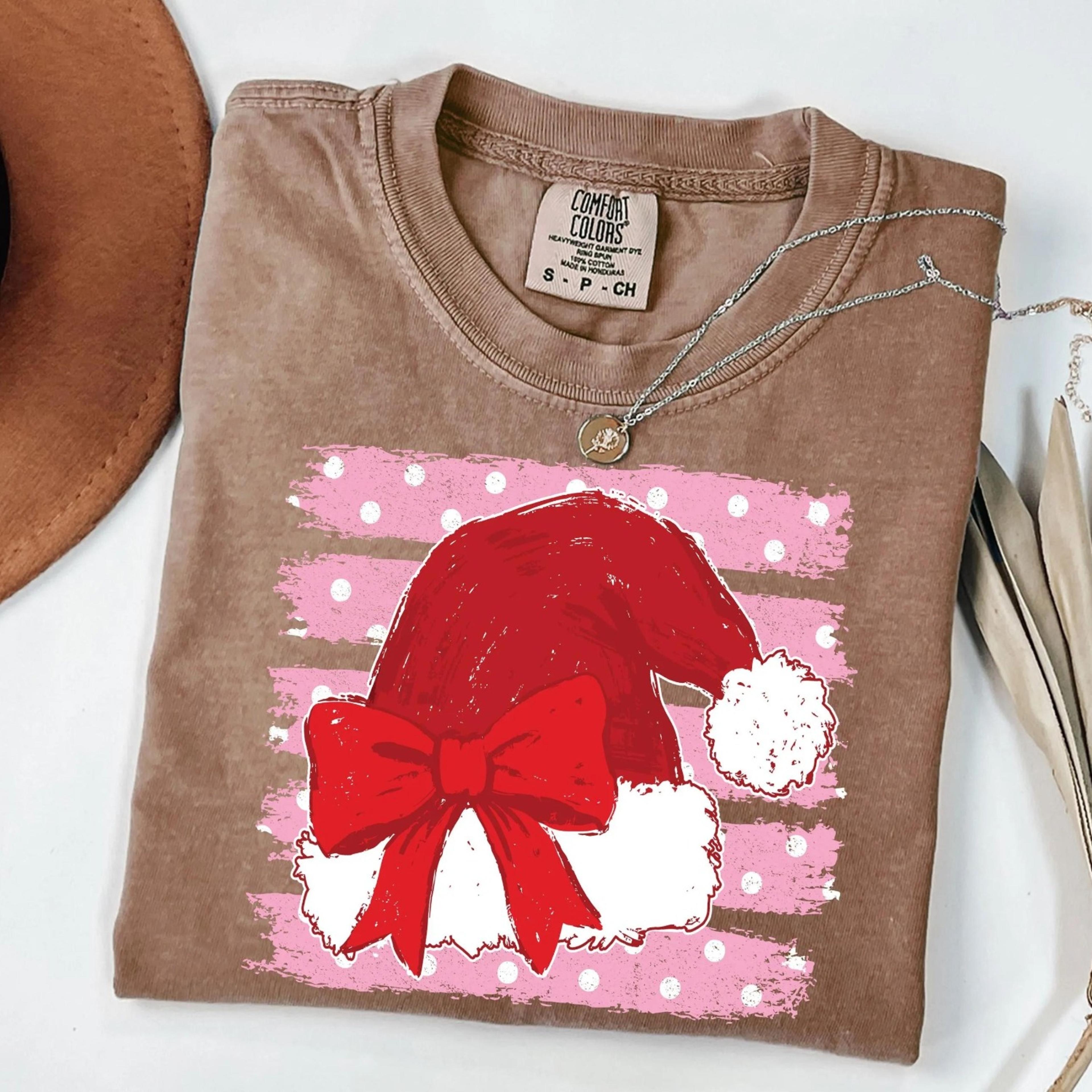 striped santa hat shirt, christmas santa claus hat tshirt, funny christmas apparel, retro santa shirt vintage christmas
