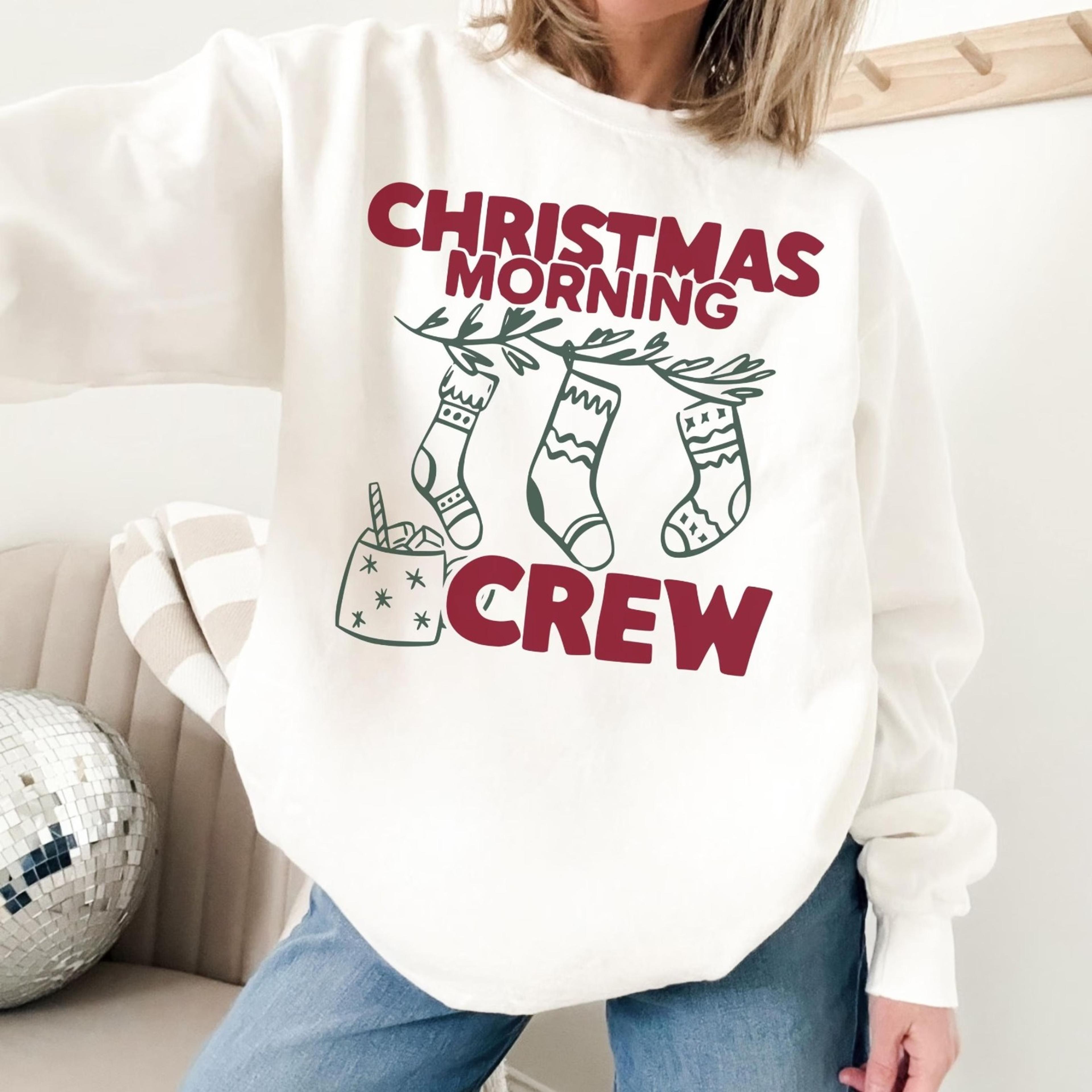 christmas morning crew 2026 shirts, family christmas tees, xmas crew matching family group tee long sleev