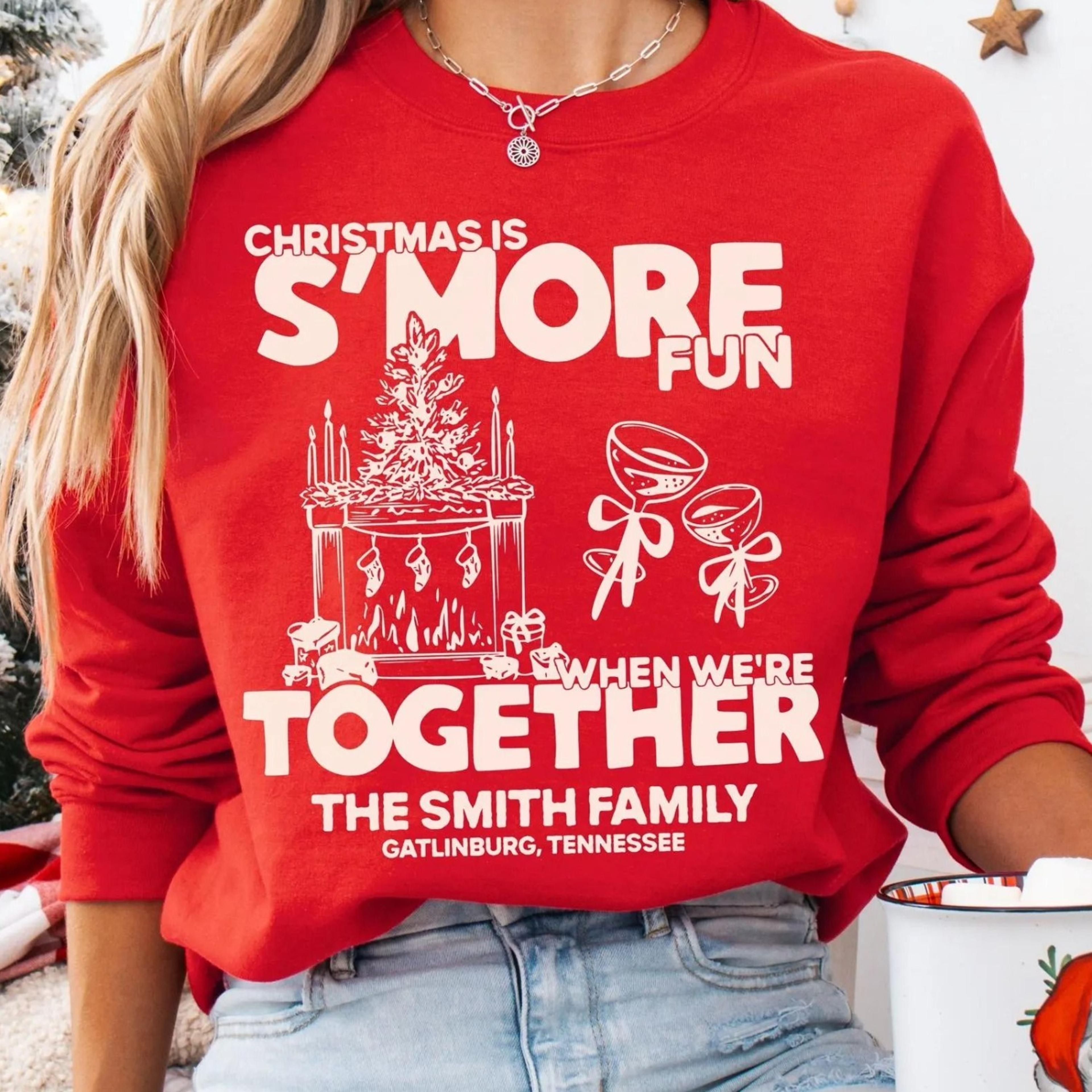 camp christmas crew family crewnecks, matching fam christmas tshirts, christmas at the cabin on the slopes group