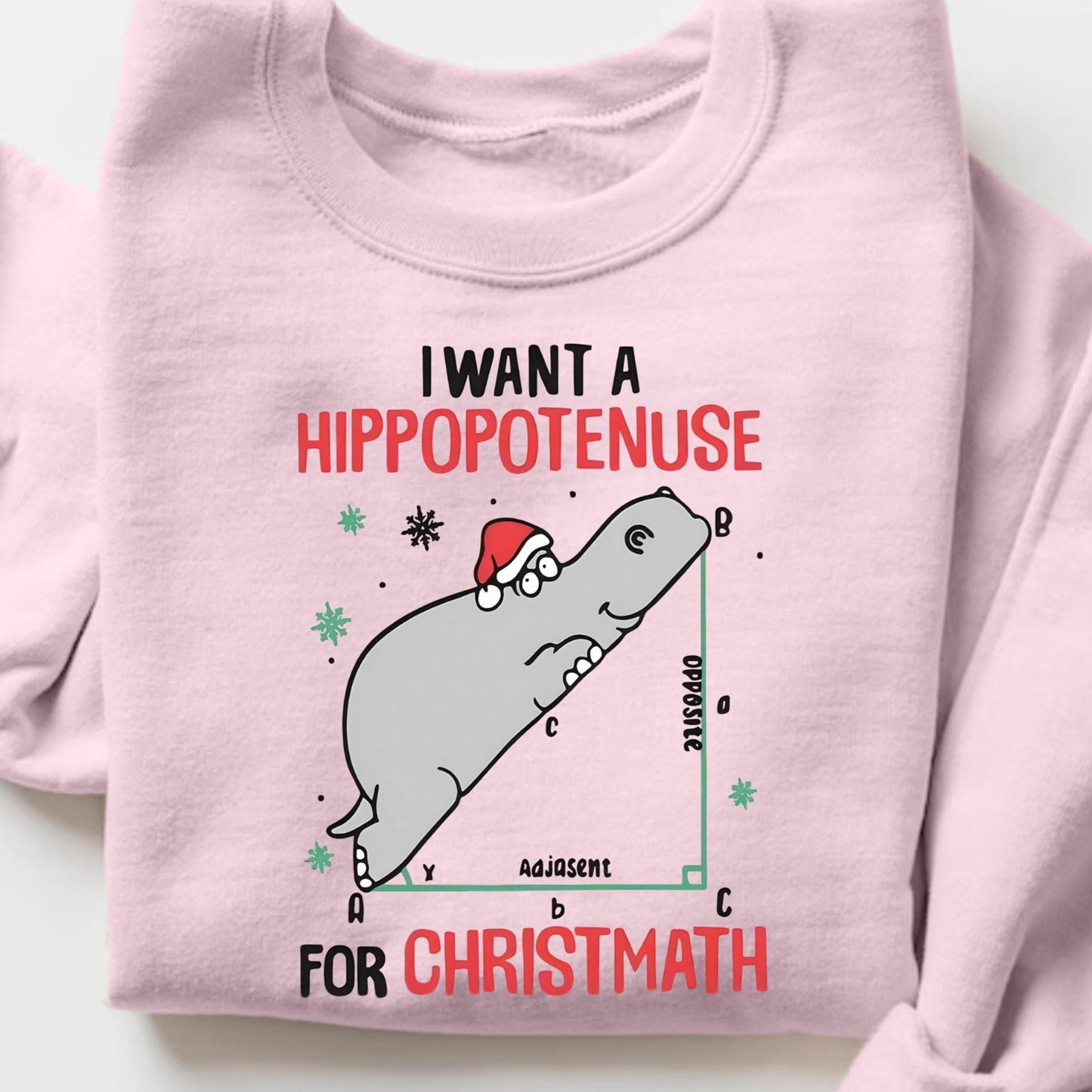 i want a hippopotenuse for christmas sweatshirt, funny geometry tee, christmas math shirt, christmas math teacher gift