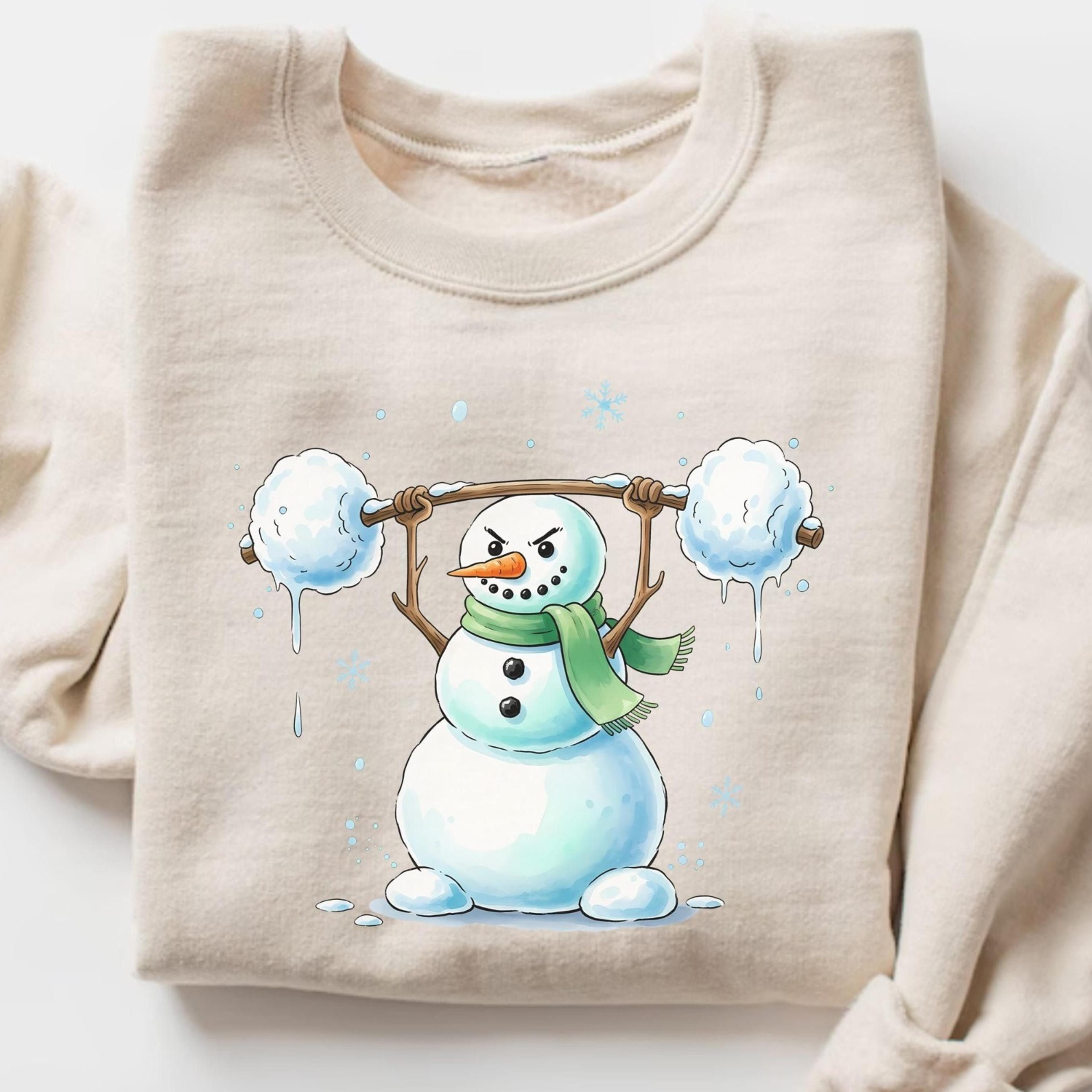 snowman gym sweatshirt, christmas workout jumper, funny fitness snowman shirt, holiday gym gift, winter weightlifting t-