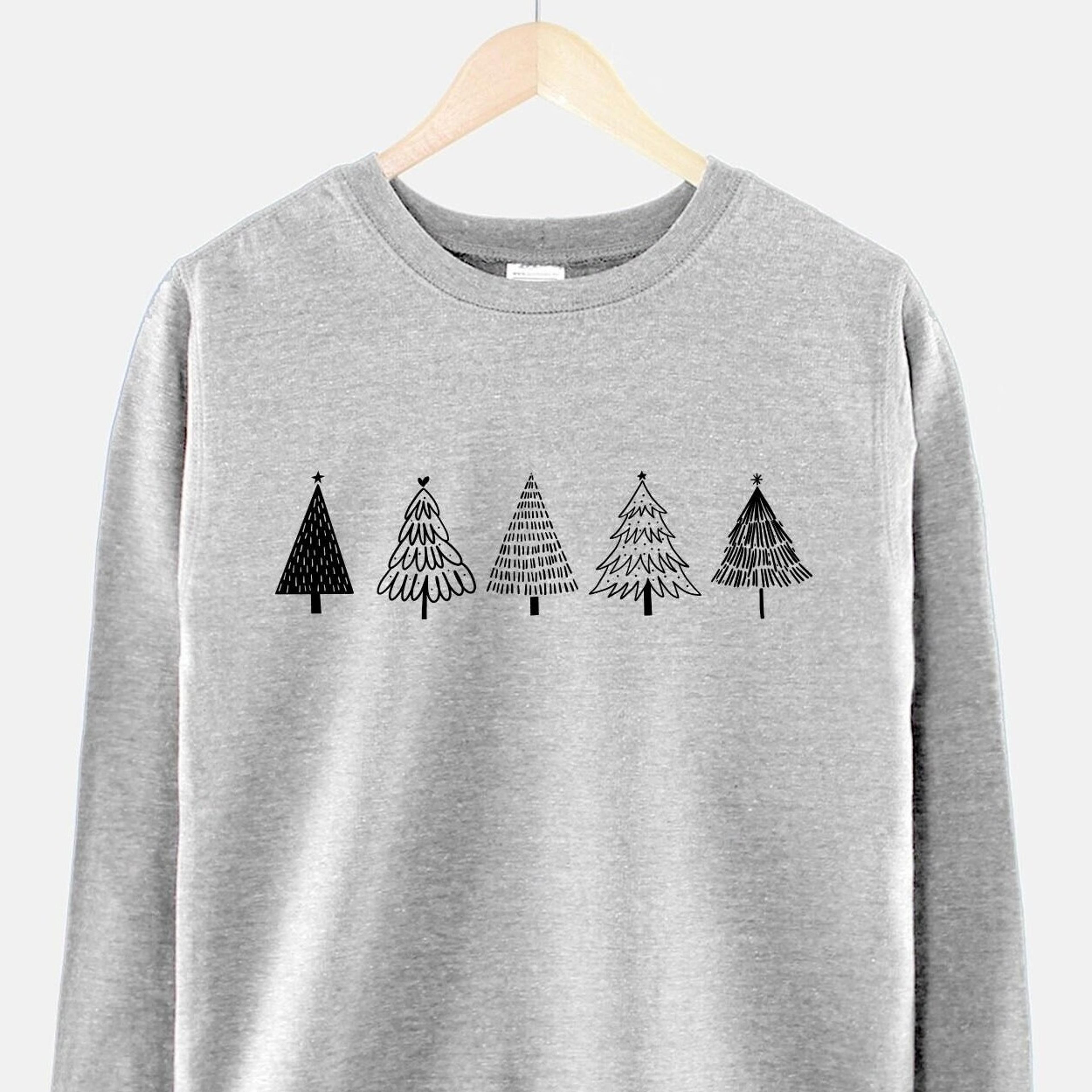 festive pine trees sweatshirt hand-drawn christmas print