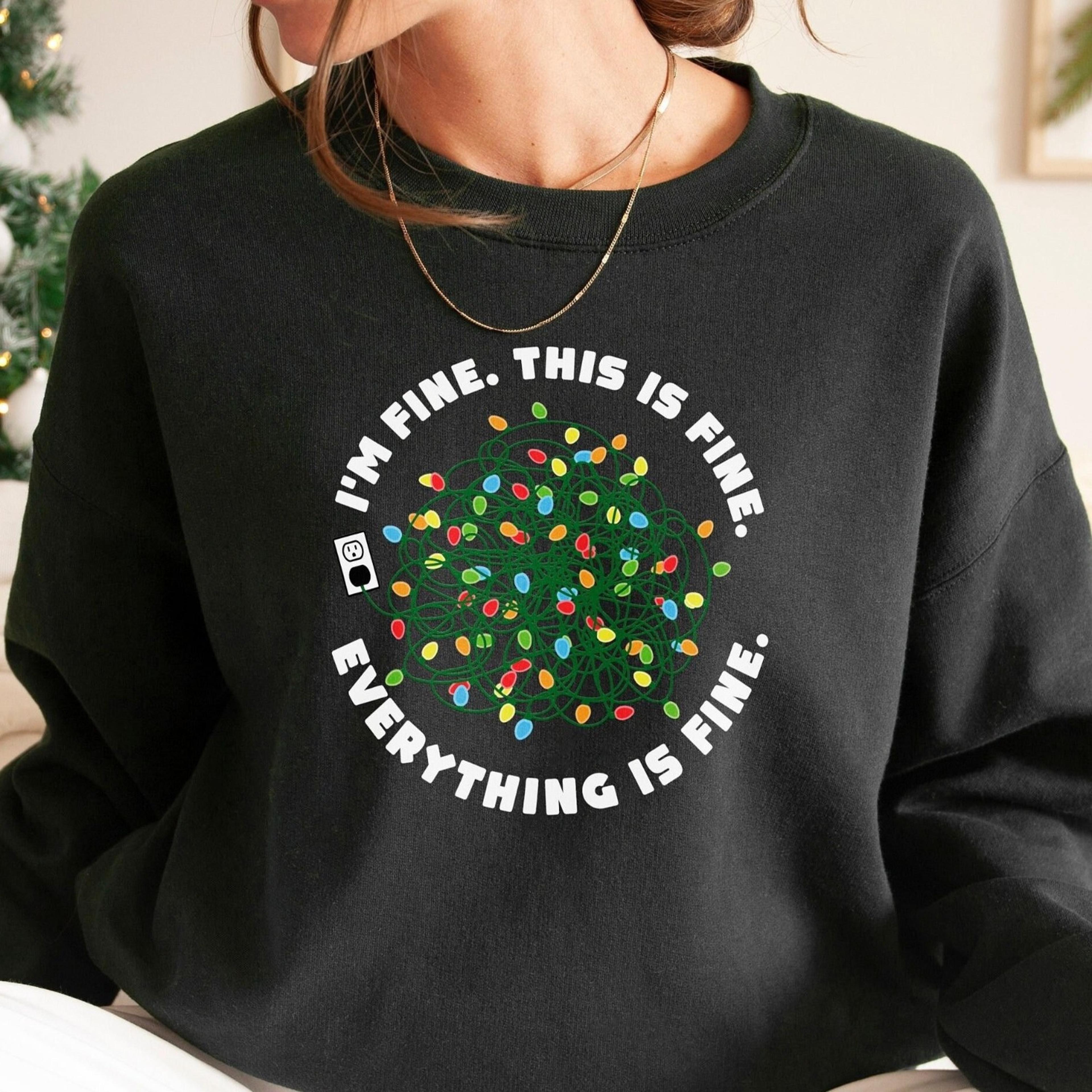 funny christmas lights sweatshirt tangled tree, holiday sweater