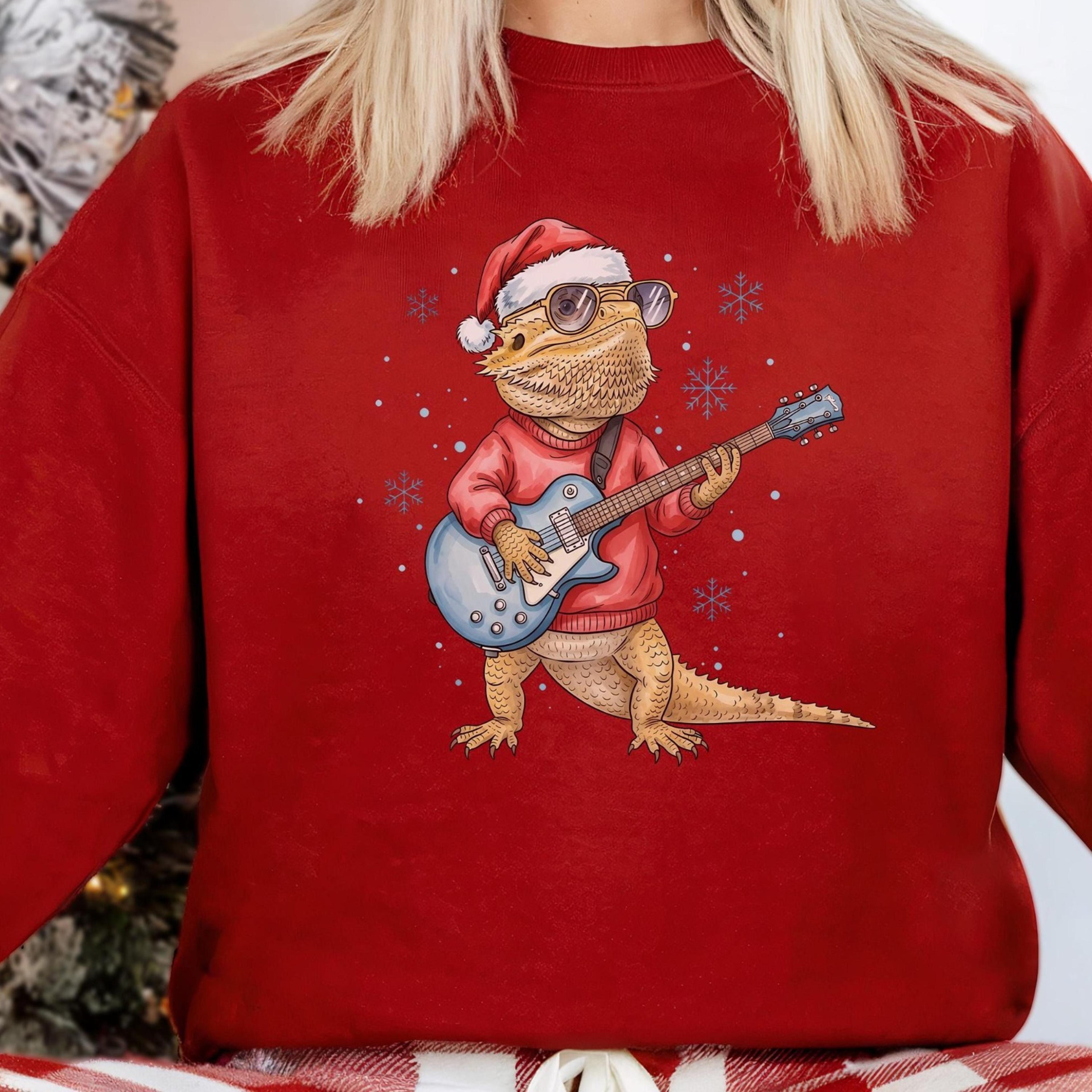 christmas bearded dragon sweatshirt, reptile lover sweater, bearded dragon santa shirt, xmas lizard sweatshirt, beardie
