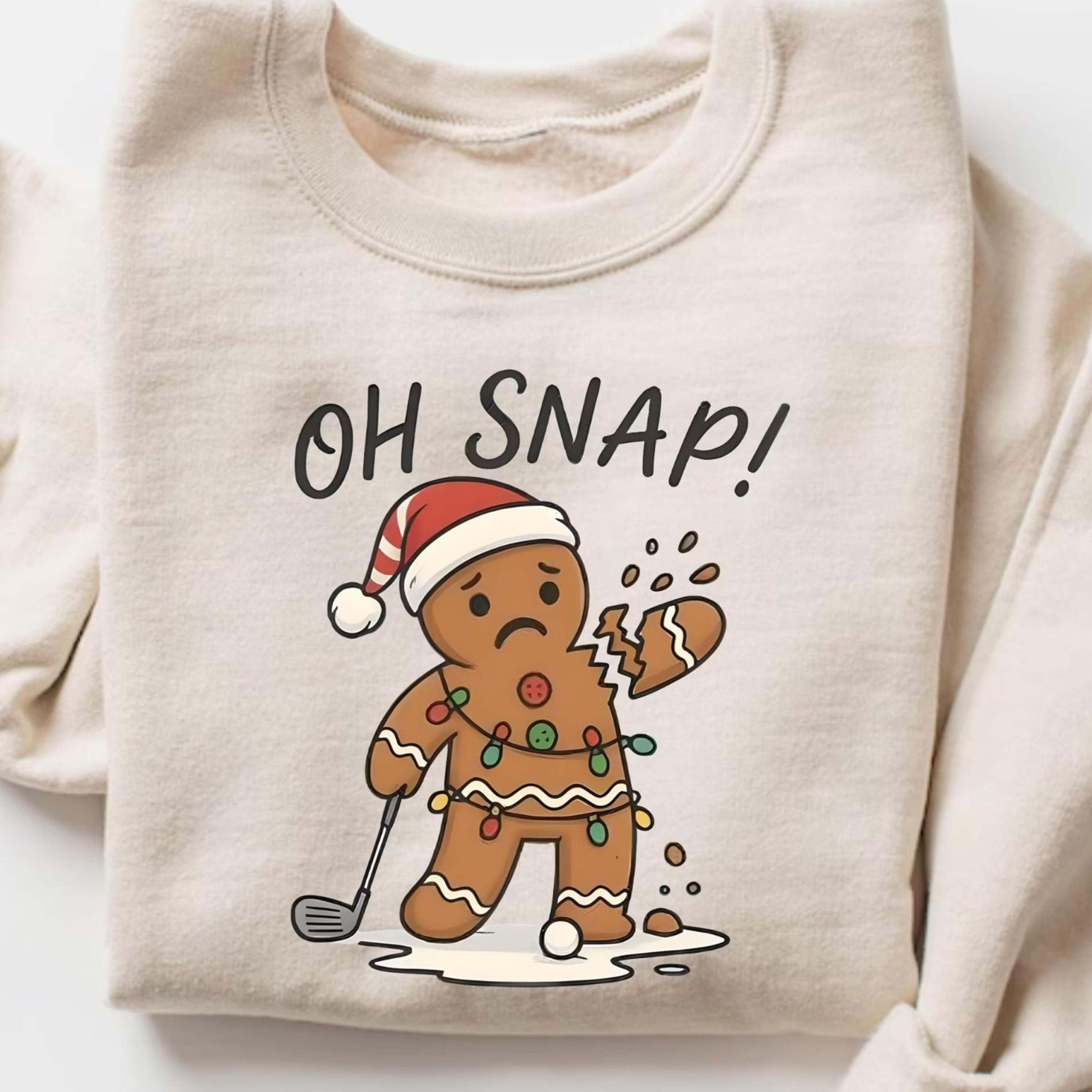 oh snap gingerbread golf christmas sweatshirt, golf lover christmas sweater, gift for golfer, golf shirt, xmas golf tshi