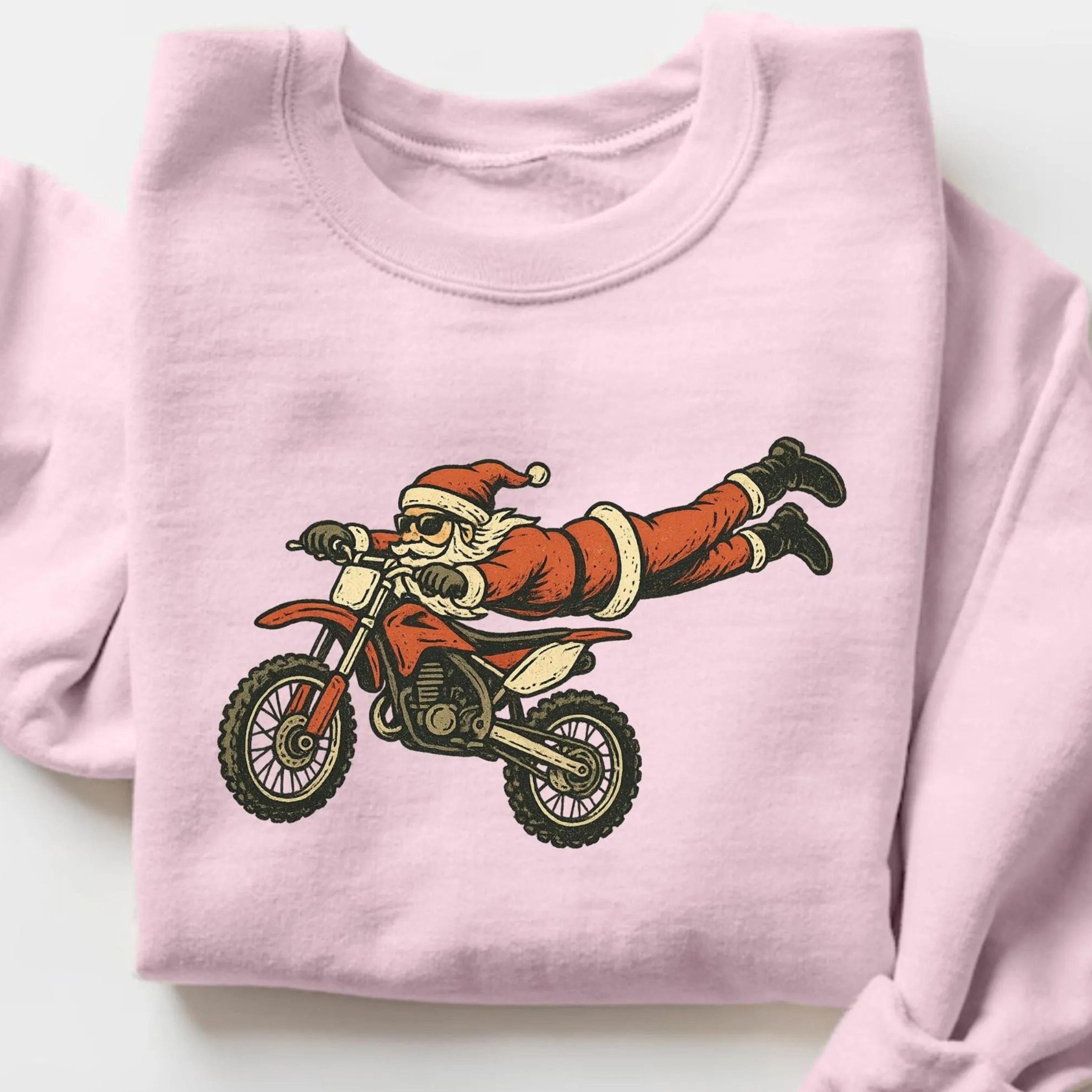 motocross christmas sweatshirt, santa motocross rider, vintage dirt bike santa tee, funny rider xmas gift, motocross gif