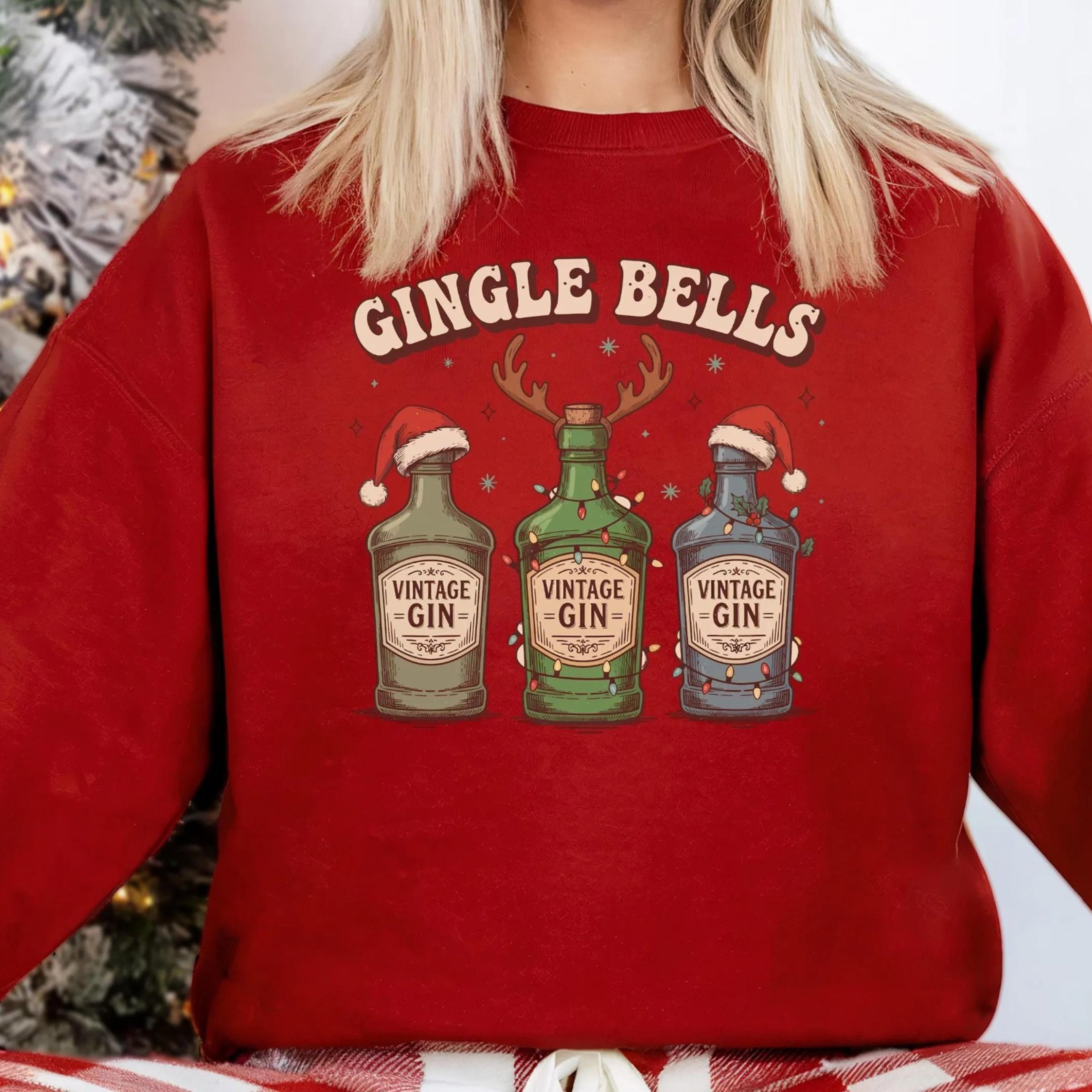 gingle bells christmas sweatshirt, alkohol xmas sweater, gin lover gift, gin sweatshirt, funny gin christmas shirt, holi