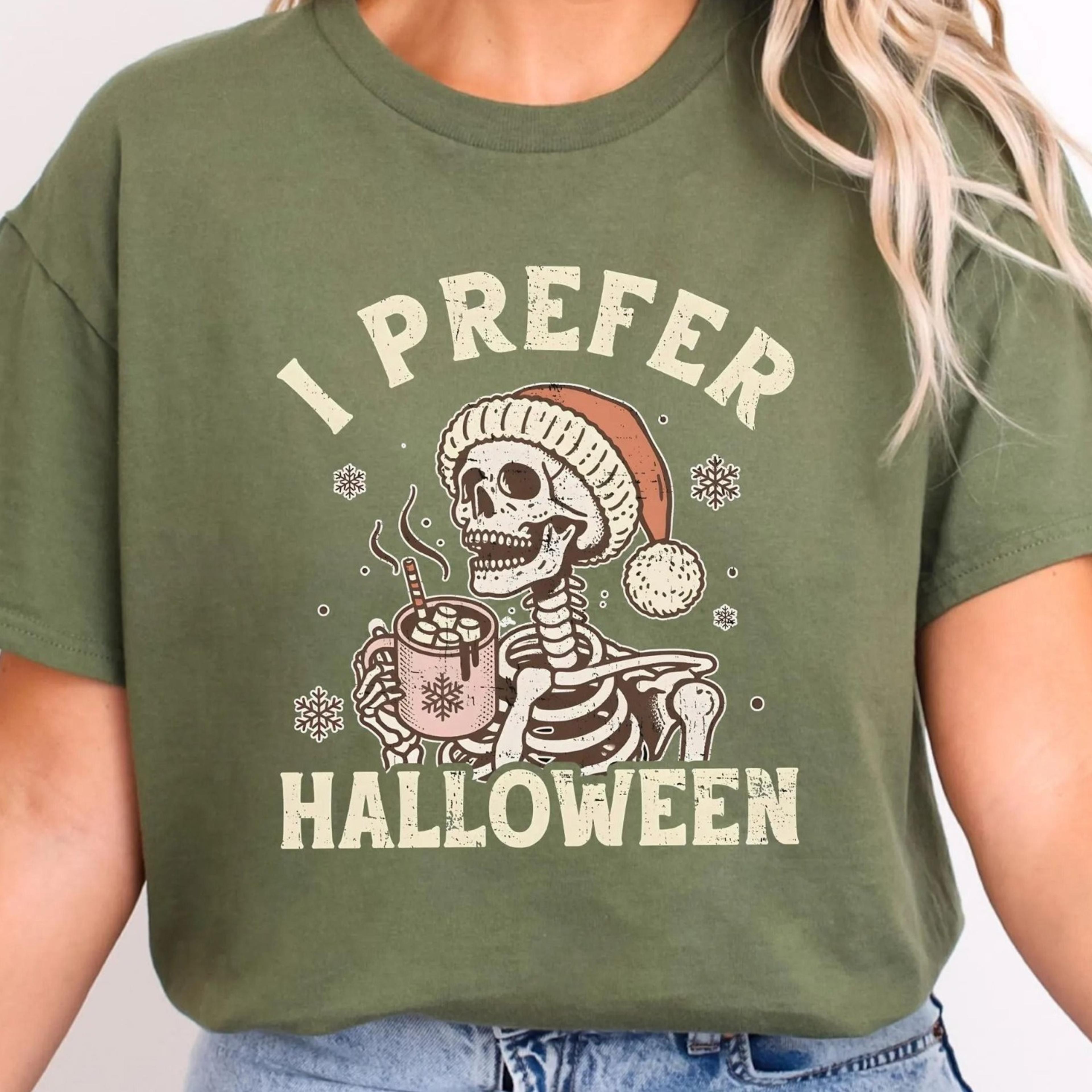i prefer halloween spooky christmas shirt, funny skeleton shirt, gothic skull sweatshirt