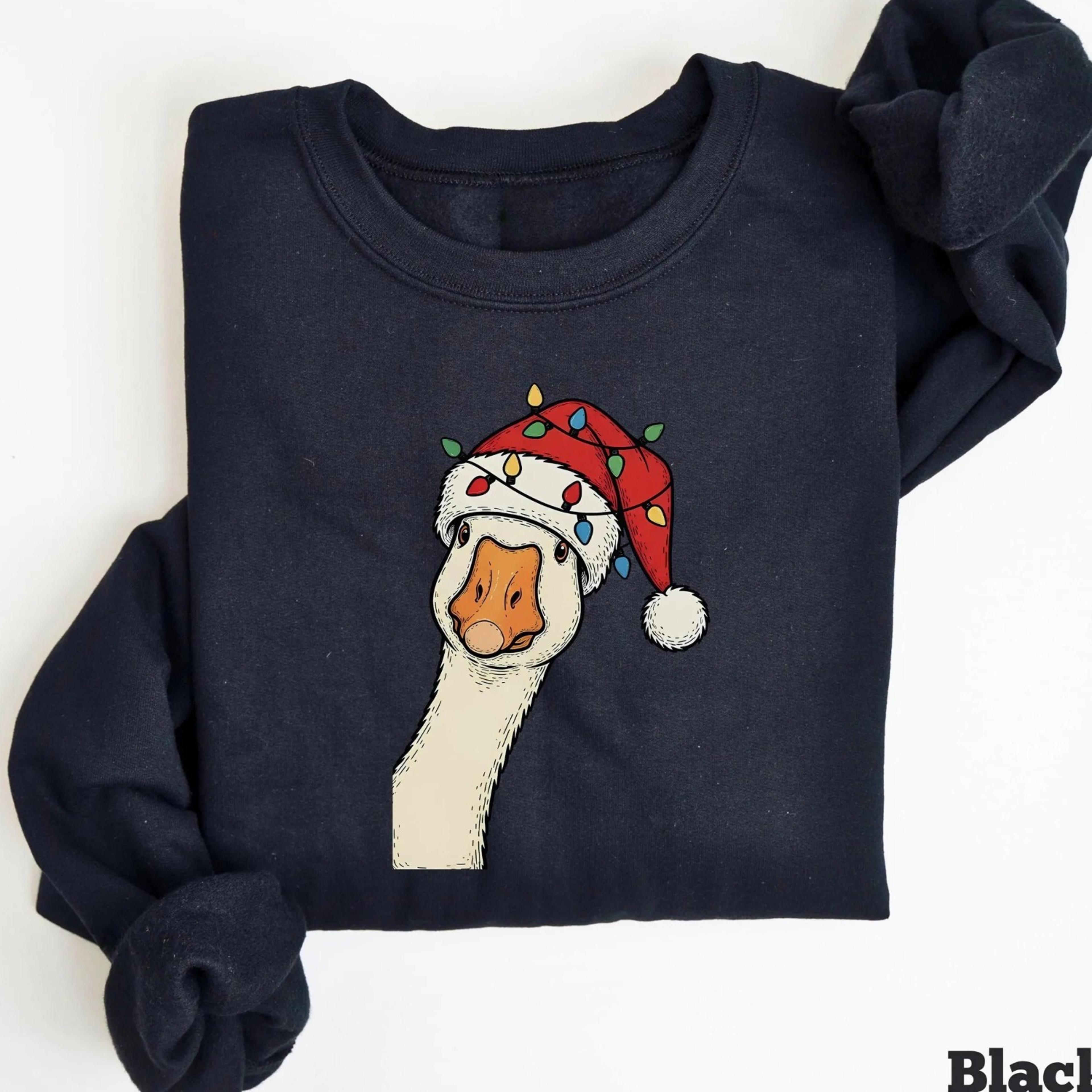 christmas goose sweatshirt, goose lover gift, animal holiday shirt, funny duck sweater, geese xmas graphic tee