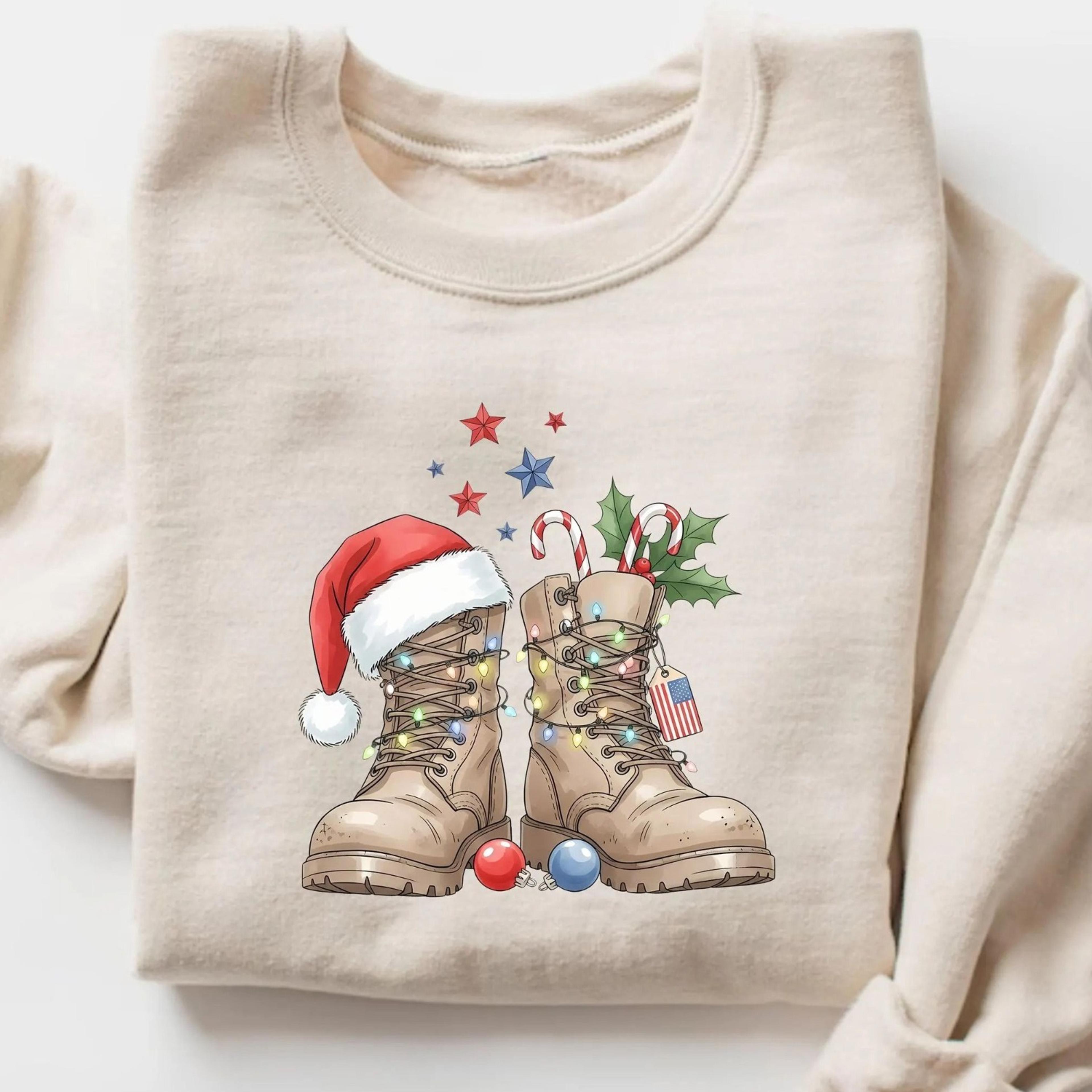 military christmas sweatshirt, military boots xmas sweater, military gift, veteran christmas gift, military xmas shirt,