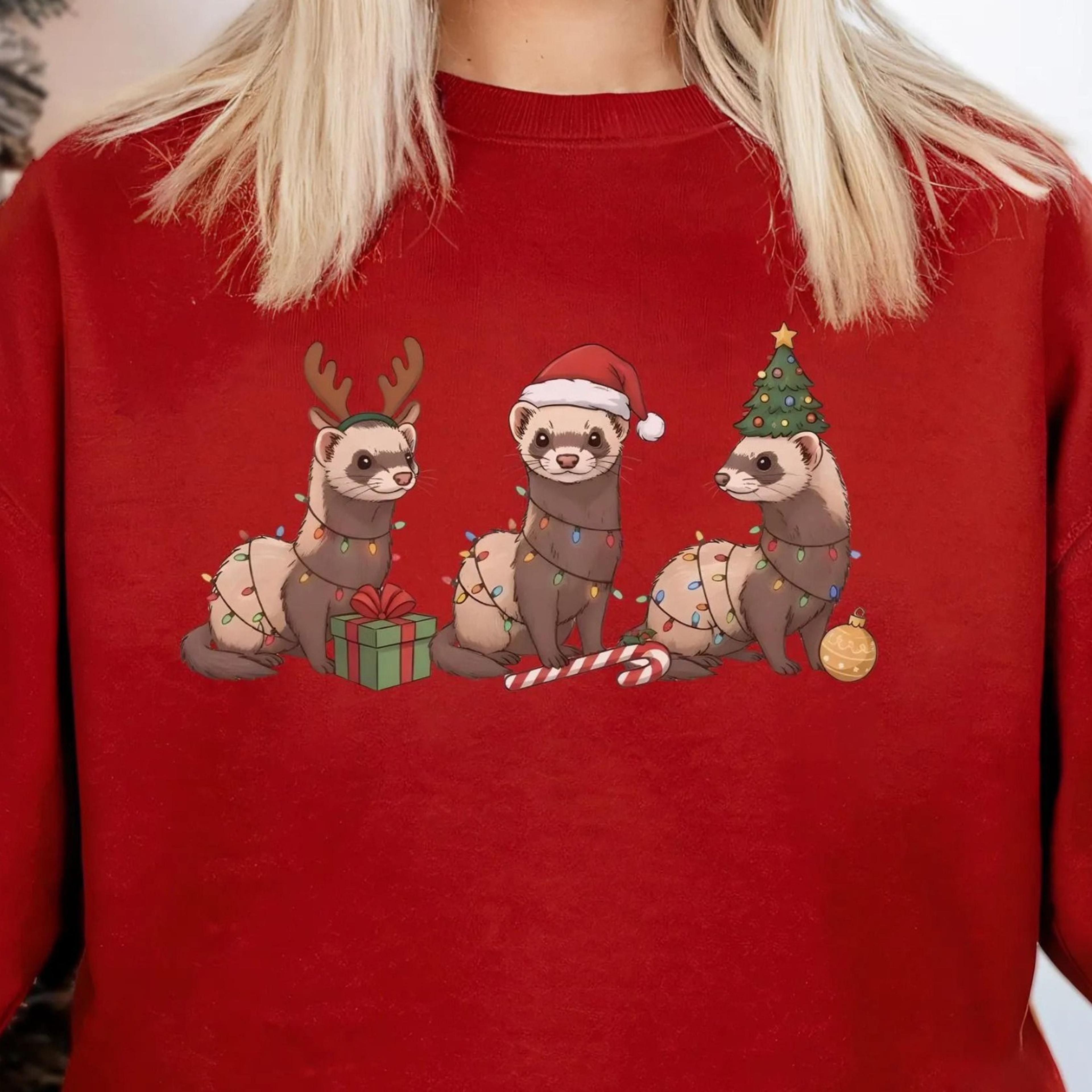 black ferret sweatshirt, ferret xmas sweater, ferret lover shirt, funny animal tshirt, ferret gift, ferret christmas hoo