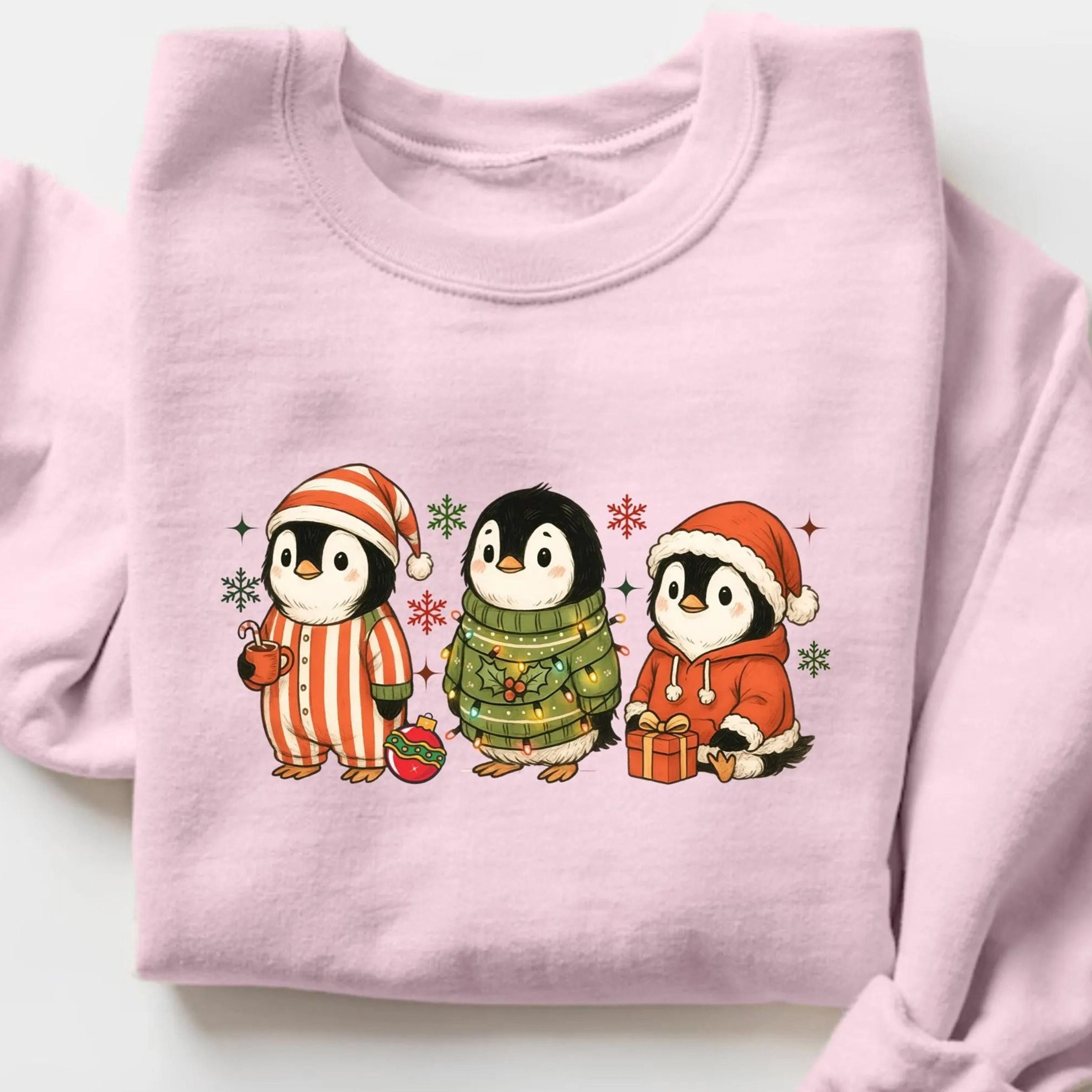 penguin christmas sweatshirt, cute penguin xmas light sweater, christmas penguin lover shirt, christmas gift, animal lov