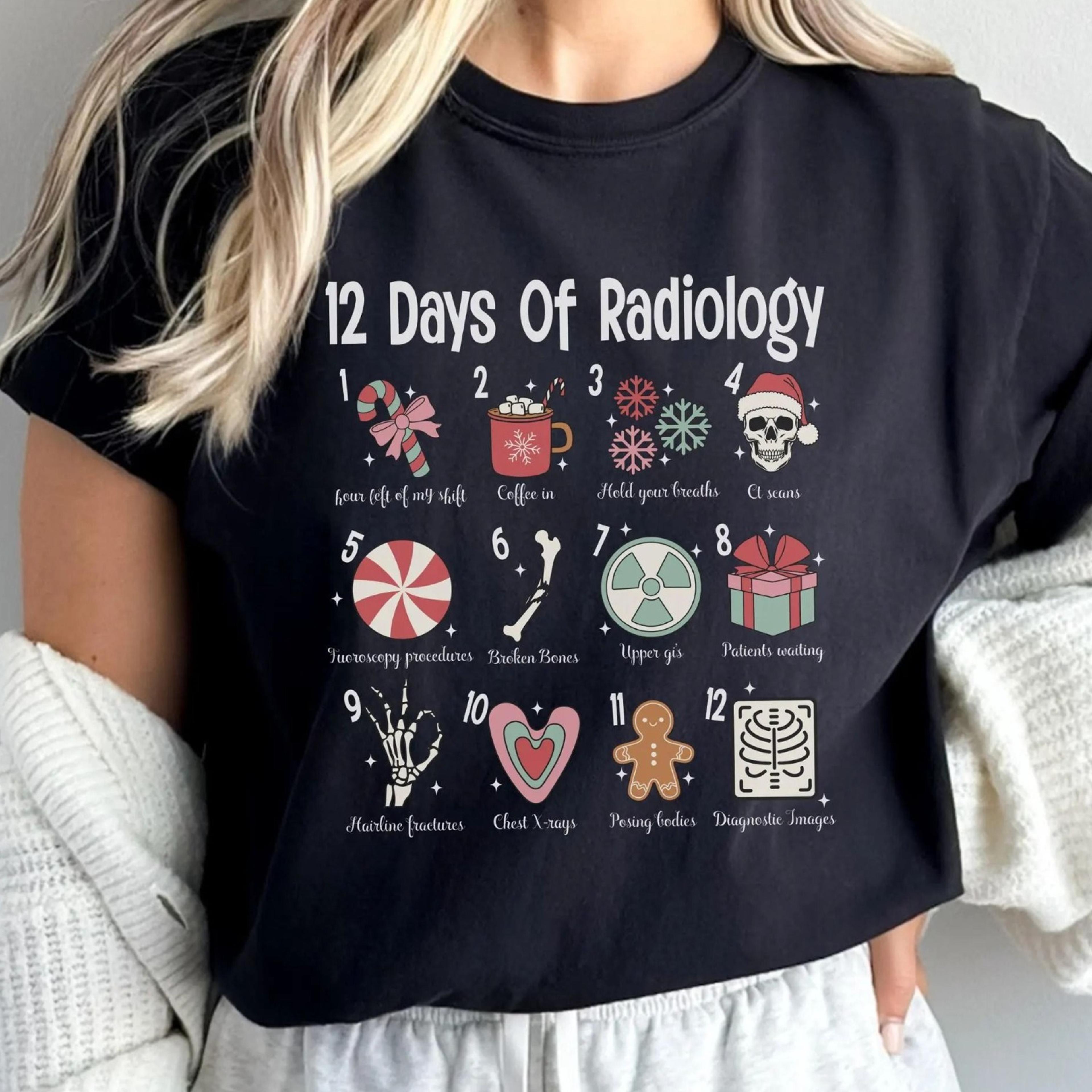 christmas radiology sweatshirt, funny christmas x-ray shirt, 12 days of christmas radiology sweater, lab tech hoodie for