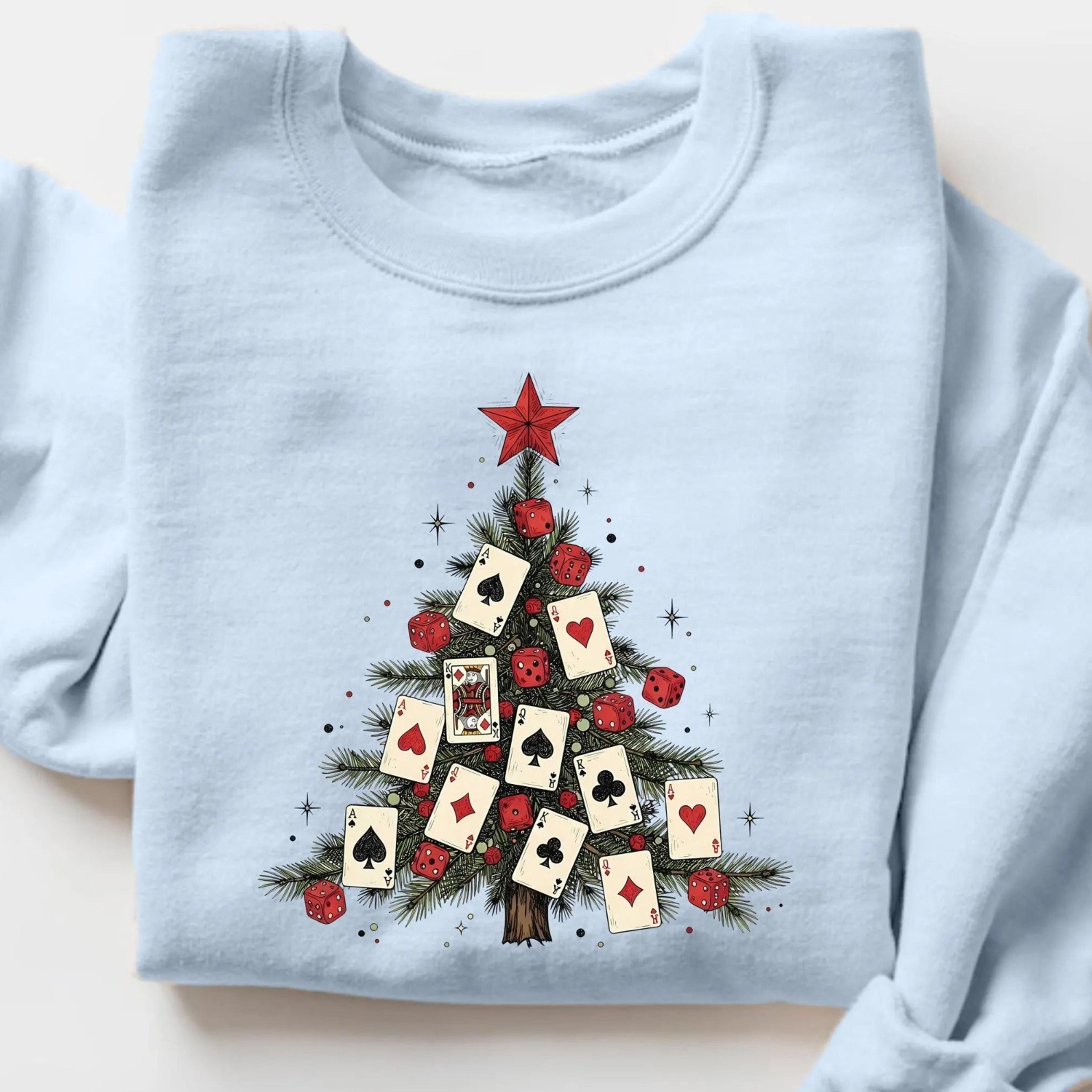 poker cards christmas tree sweatshirt, poker christmas sweater, las vegas christmas shirt, gambling christmas hoodie, ca