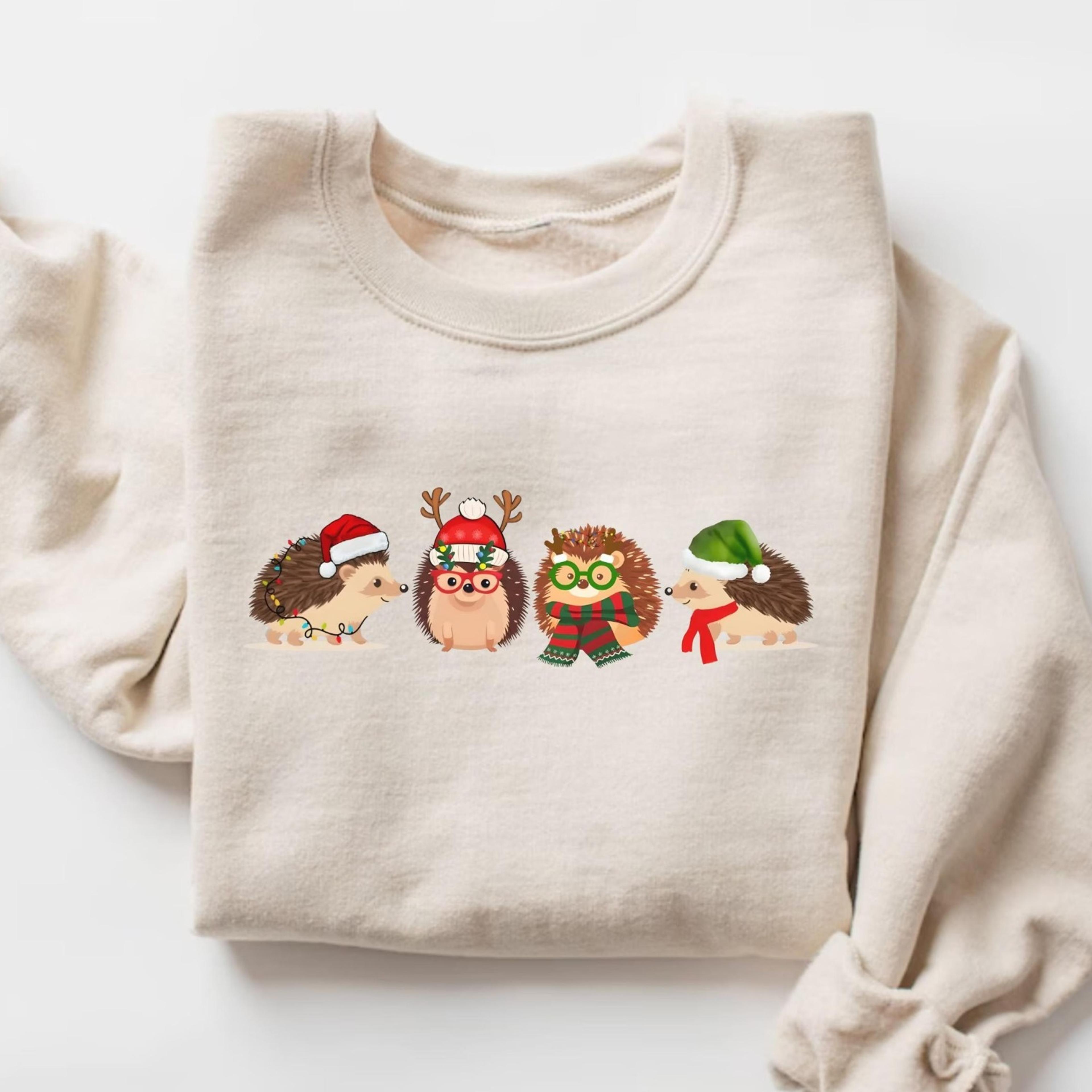 hedgehog christmas sweatshirt, hedgehog lover christmas sweater, hedgehog xmas graphic tee, hedgehog sweatshirt, hedgeho