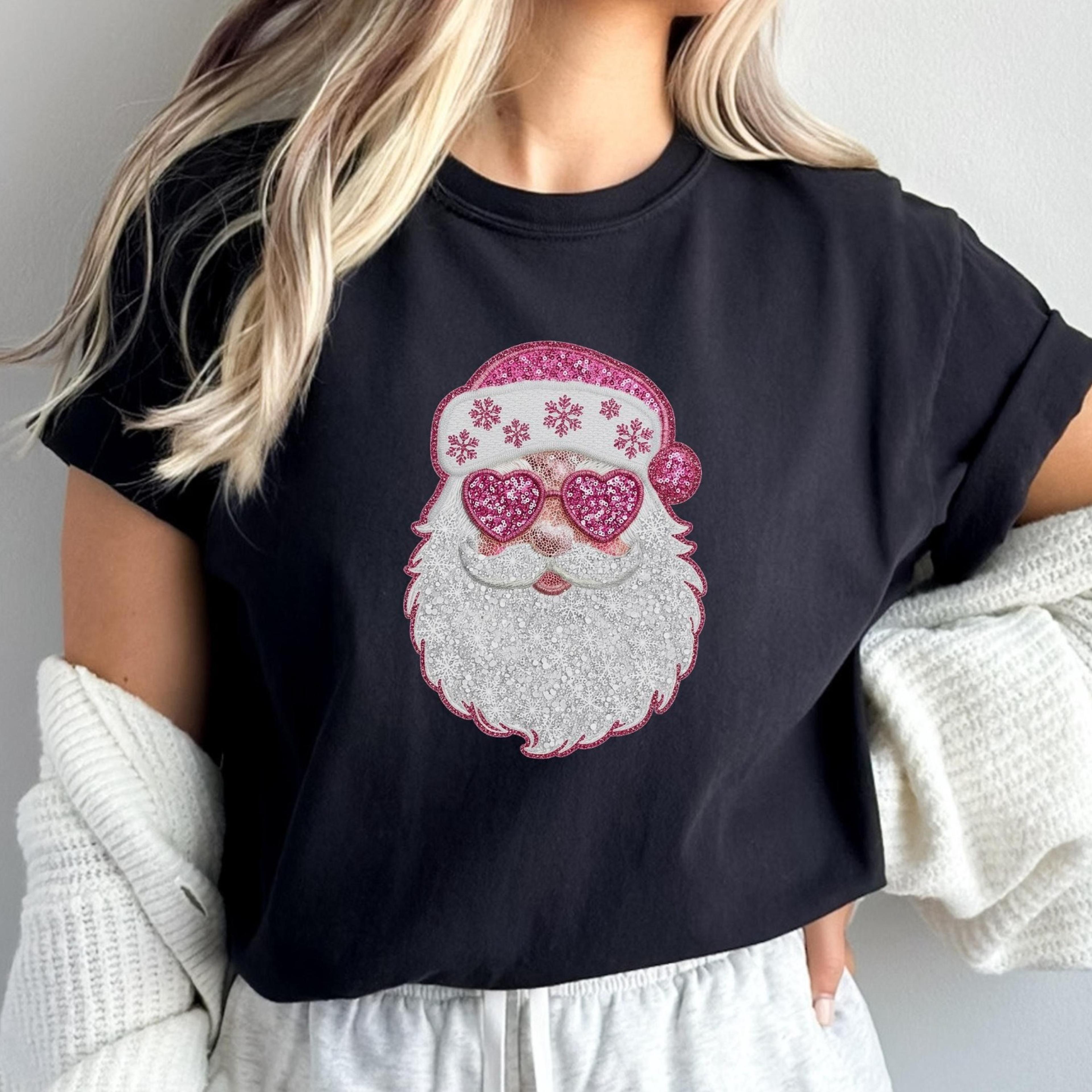 pink santa christmas sweatshirt, santa xmas sweater, retro santa shirt, funny holiday sweater, cute christmas outfit, sa