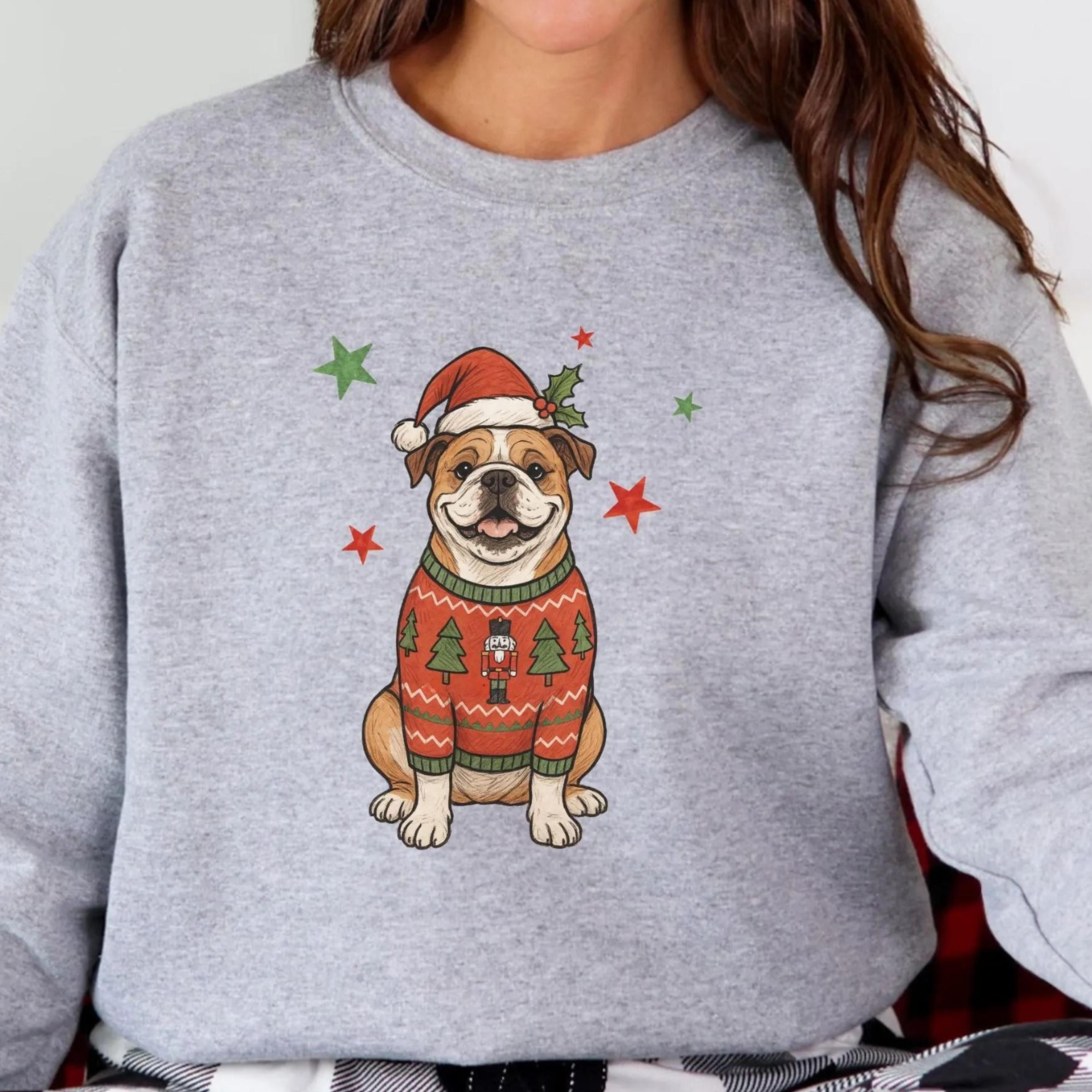 bulldog christmas sweatshirt, bulldog owner gift, festive bulldog xmas sweater, bulldog mom gift, bulldog christmas, bul