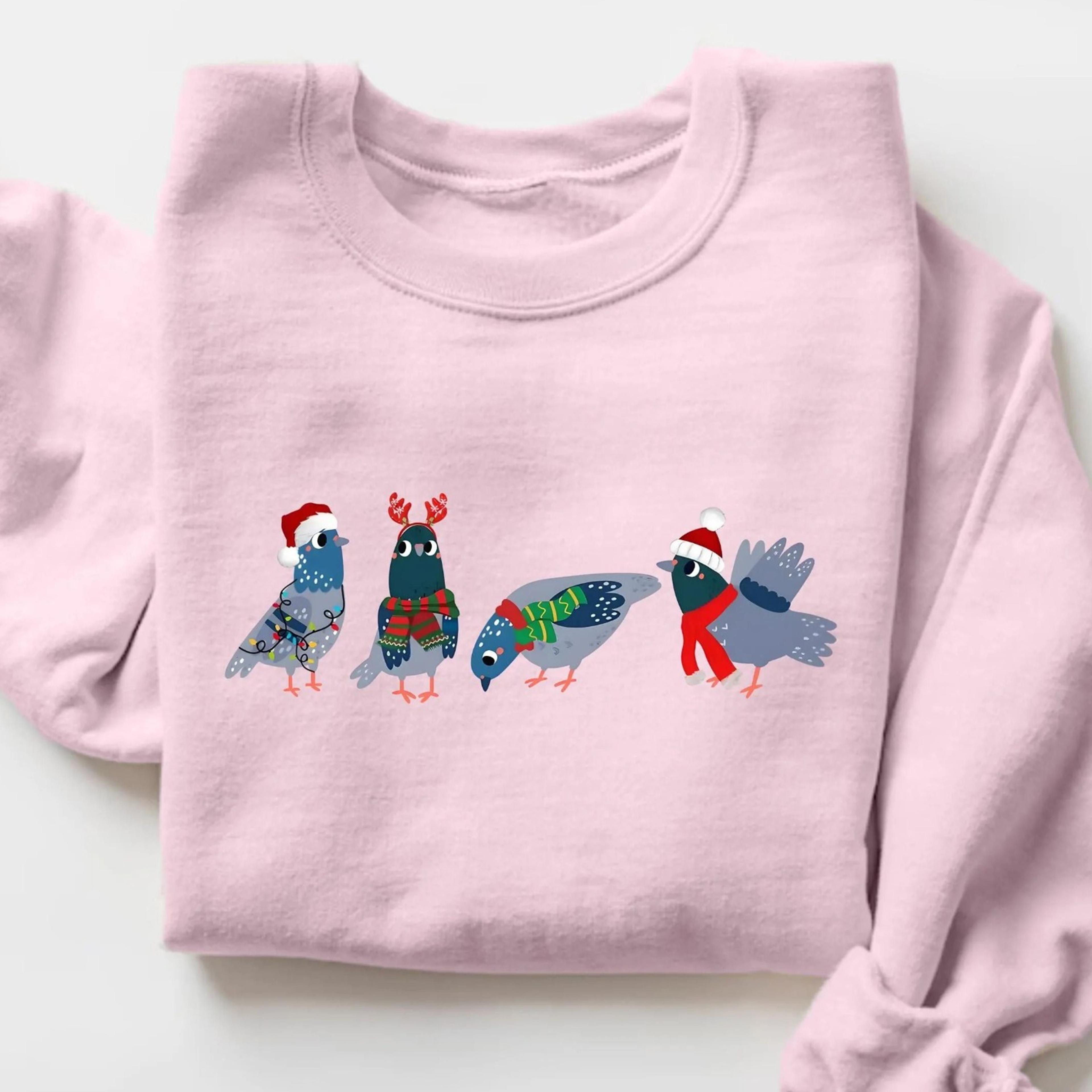 christmas pigeon sweatshirt, funny bird animal lover sweater, pigeon lover gift, winter bird shirt, pigeon gift, bird ch