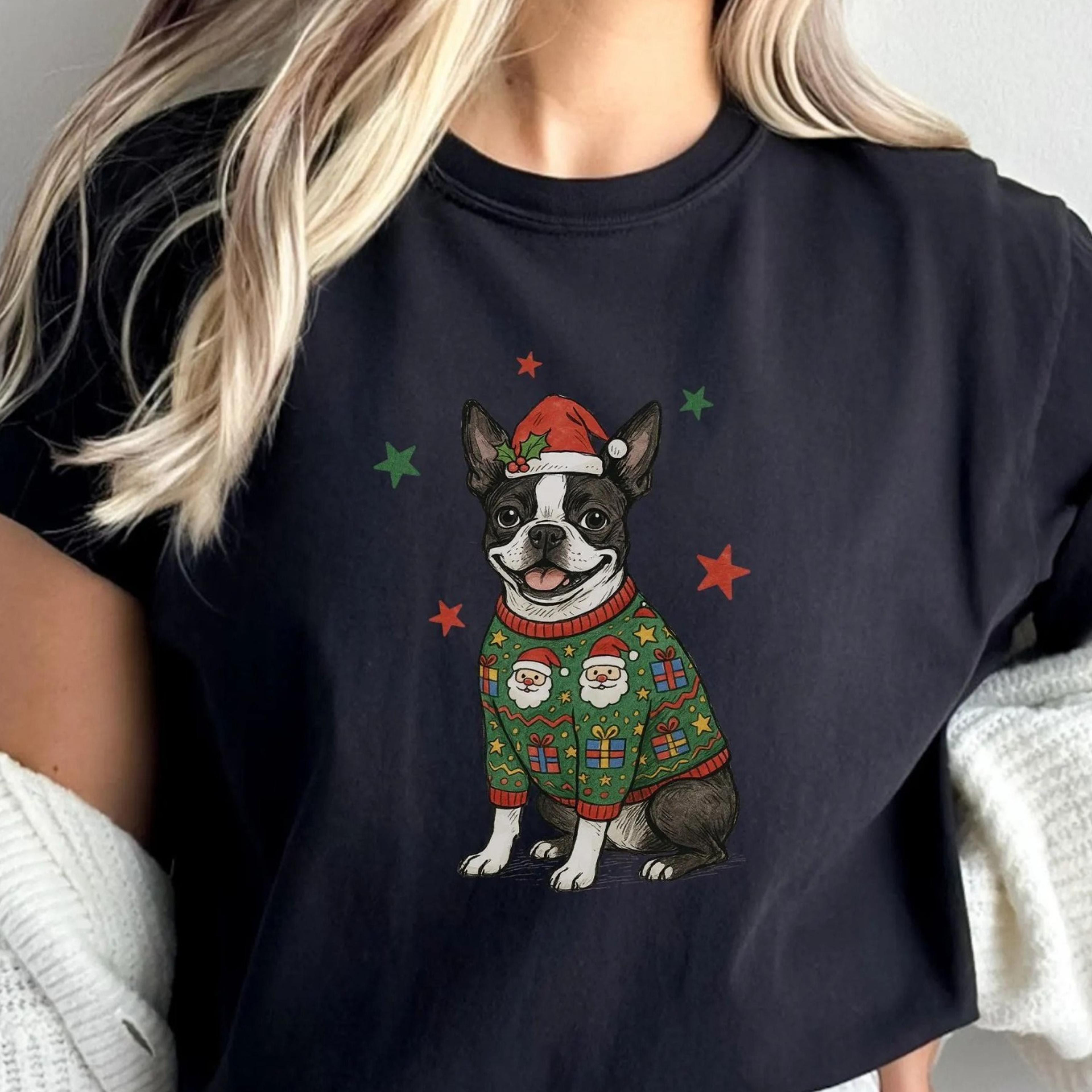 boston terrier christmas sweatshirt, boston terrier dog sweater, boston terrier mom, gift for boston lover, boston terri