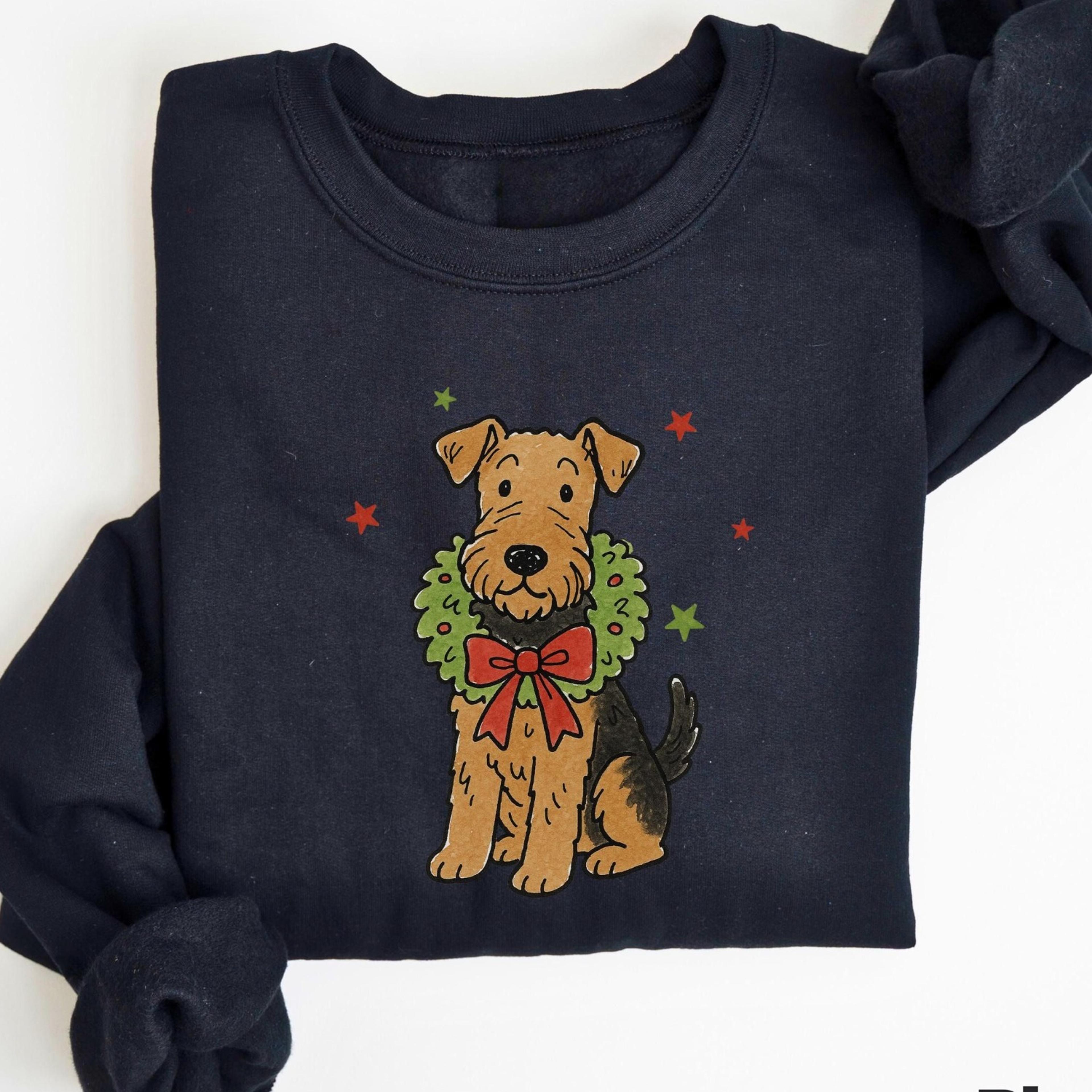 airedale terrier christmas sweatshirt, airedale dog sweater, airedale terrier mom, gift for airedale lover, airedale ter