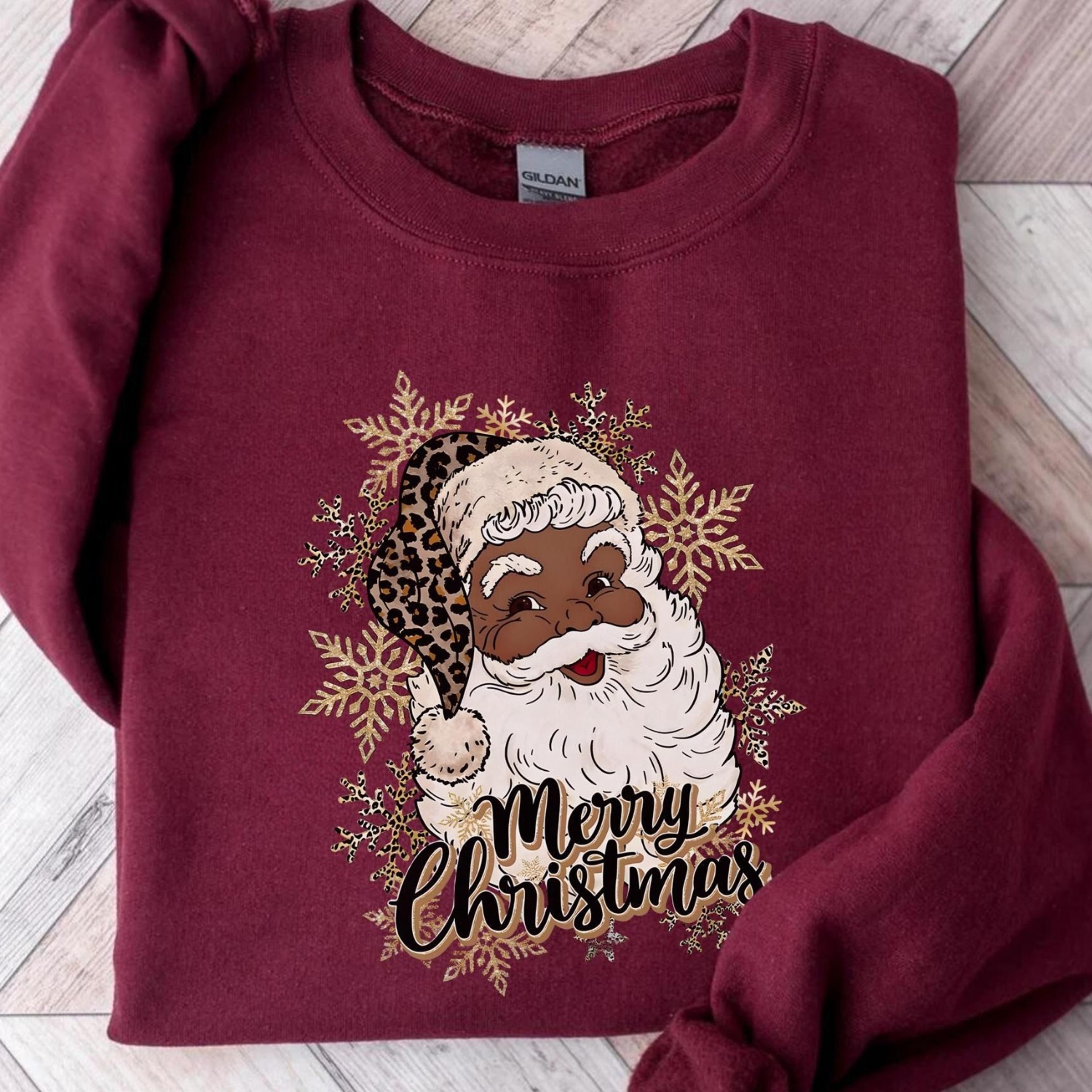 black santa shirt, christmas shirt, african american santa shirt, christmas gift shirts, black santa holiday shirt