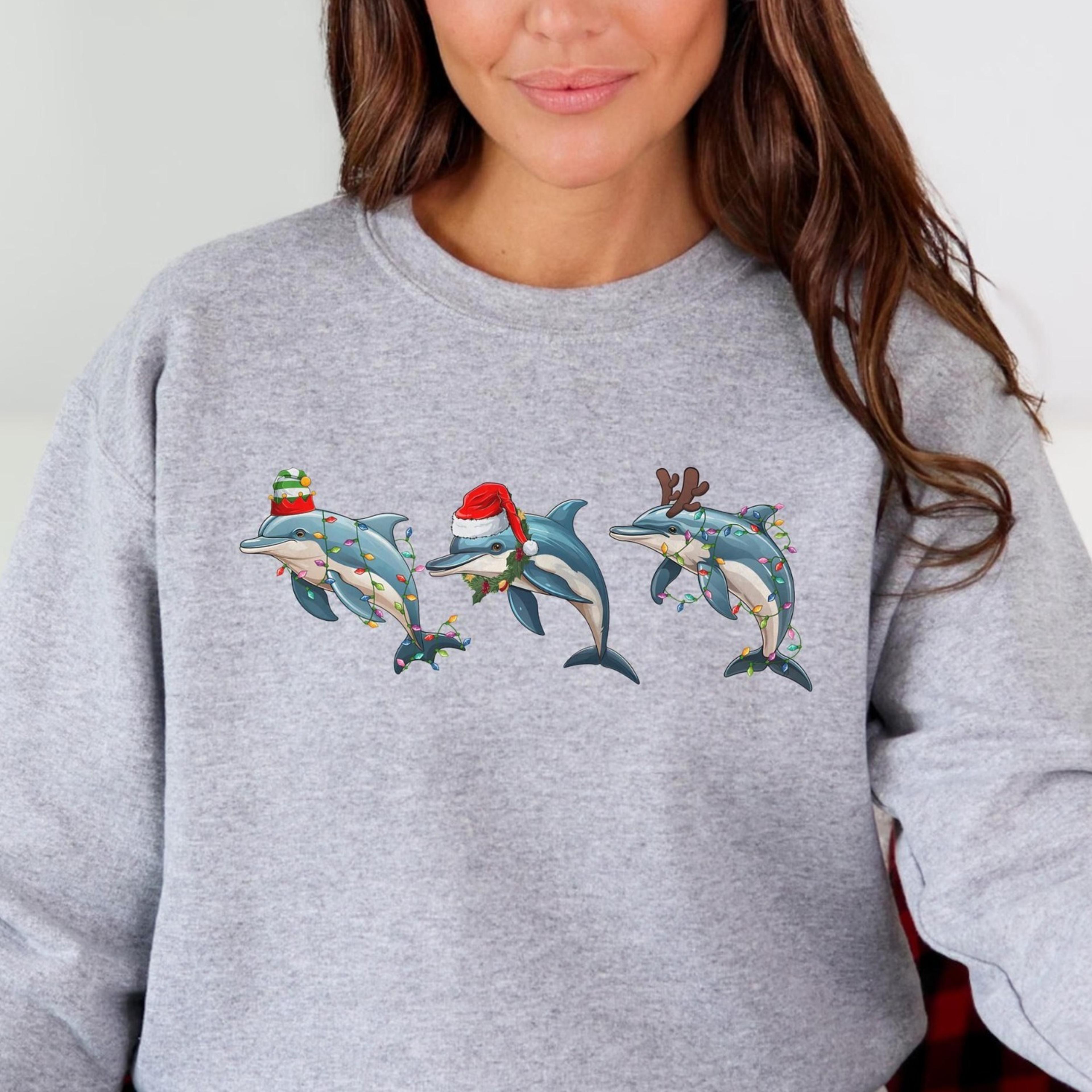 dolphin christmas sweatshirt, dolphin xmas sweater, dolphin lover gift, sea creatures christmas tshirt, ocean lover gift