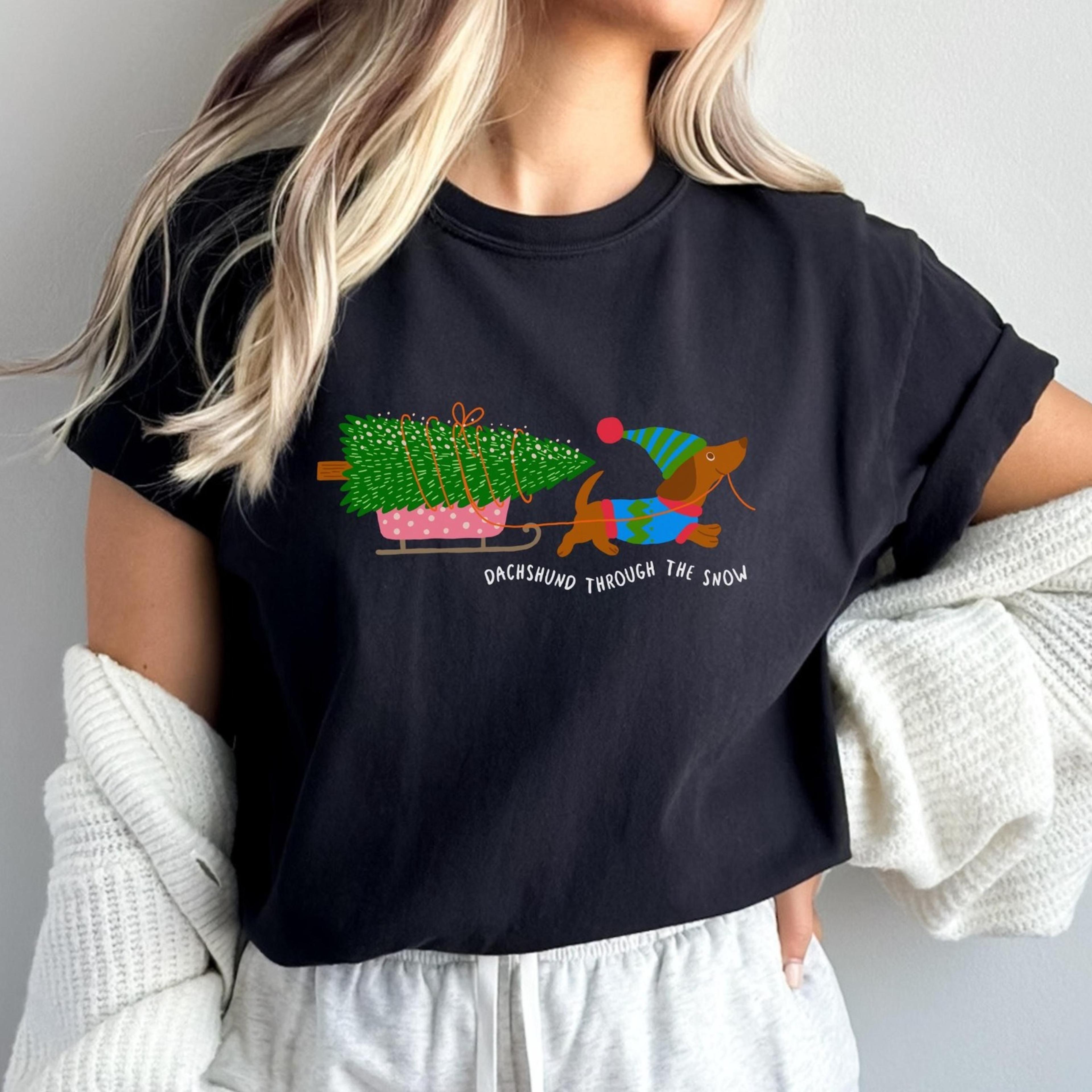 dachshund through the snow christmas shirt, sausage dog sweatshirt, wiener dog xmas hoodie, holiday pet lover gift, dach