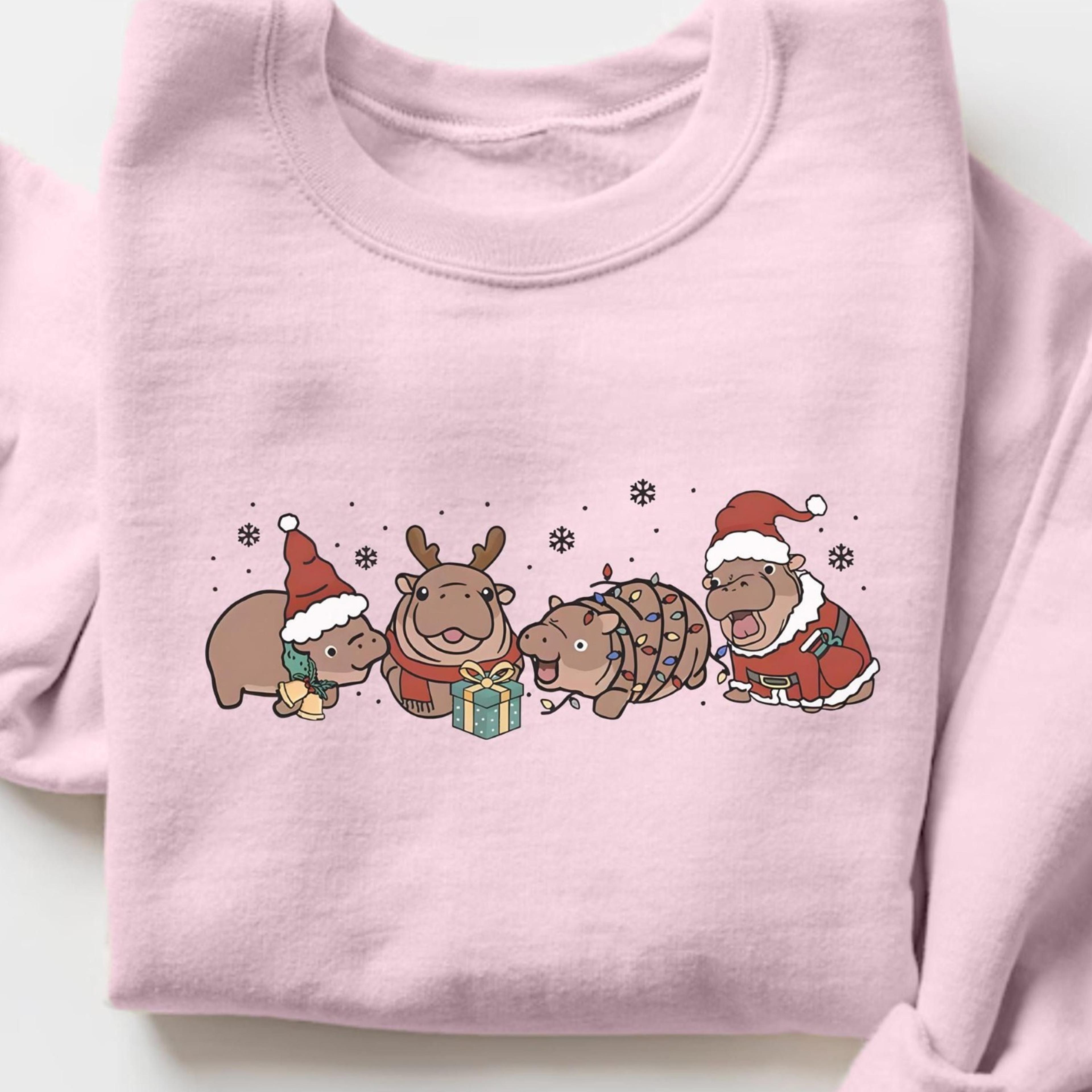 moo deng christmas sweatshirt, funny christmas gift, hippo moo deng shirt, moo deng lover gift, hippo sweatshirt, baby h