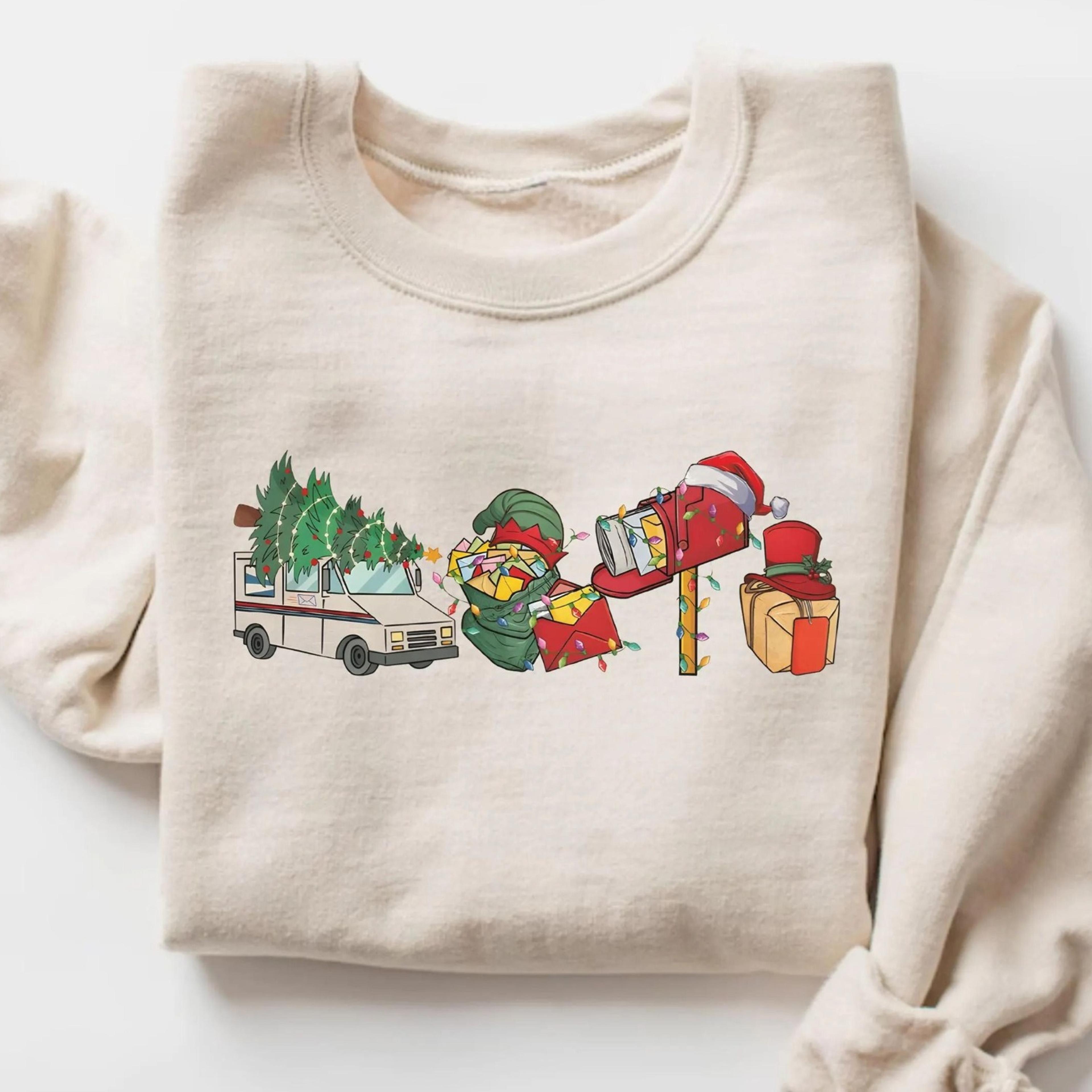 postal worker christmas sweatshirt, post office truck sweater, mailman christmas gift, xmas mail truck sweatshirt, cute