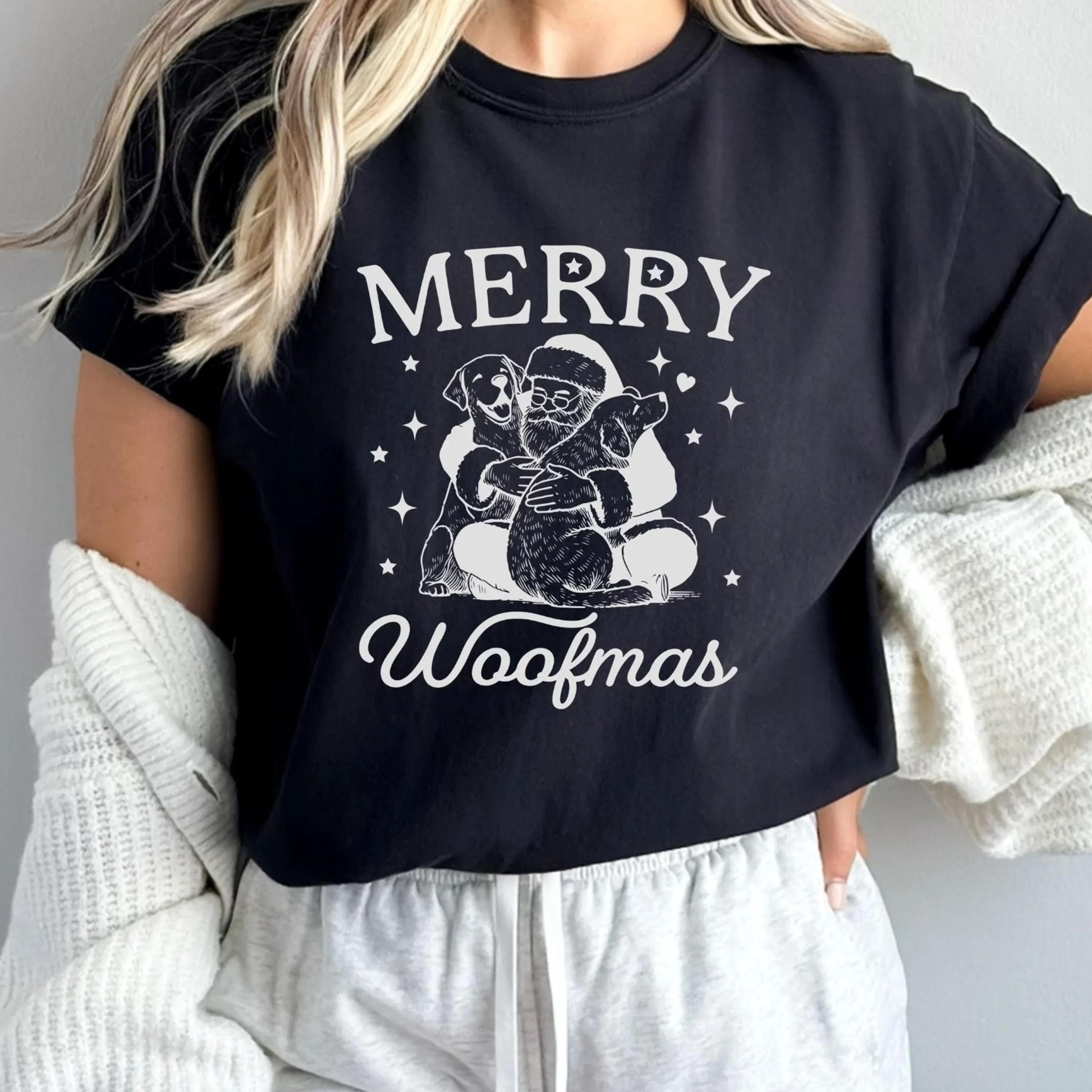 merry woofmas sweatshirt, santa christmas shirt, dog lover gift, merry woofmas, dog sweatshirt, dog xmas graphic tee
