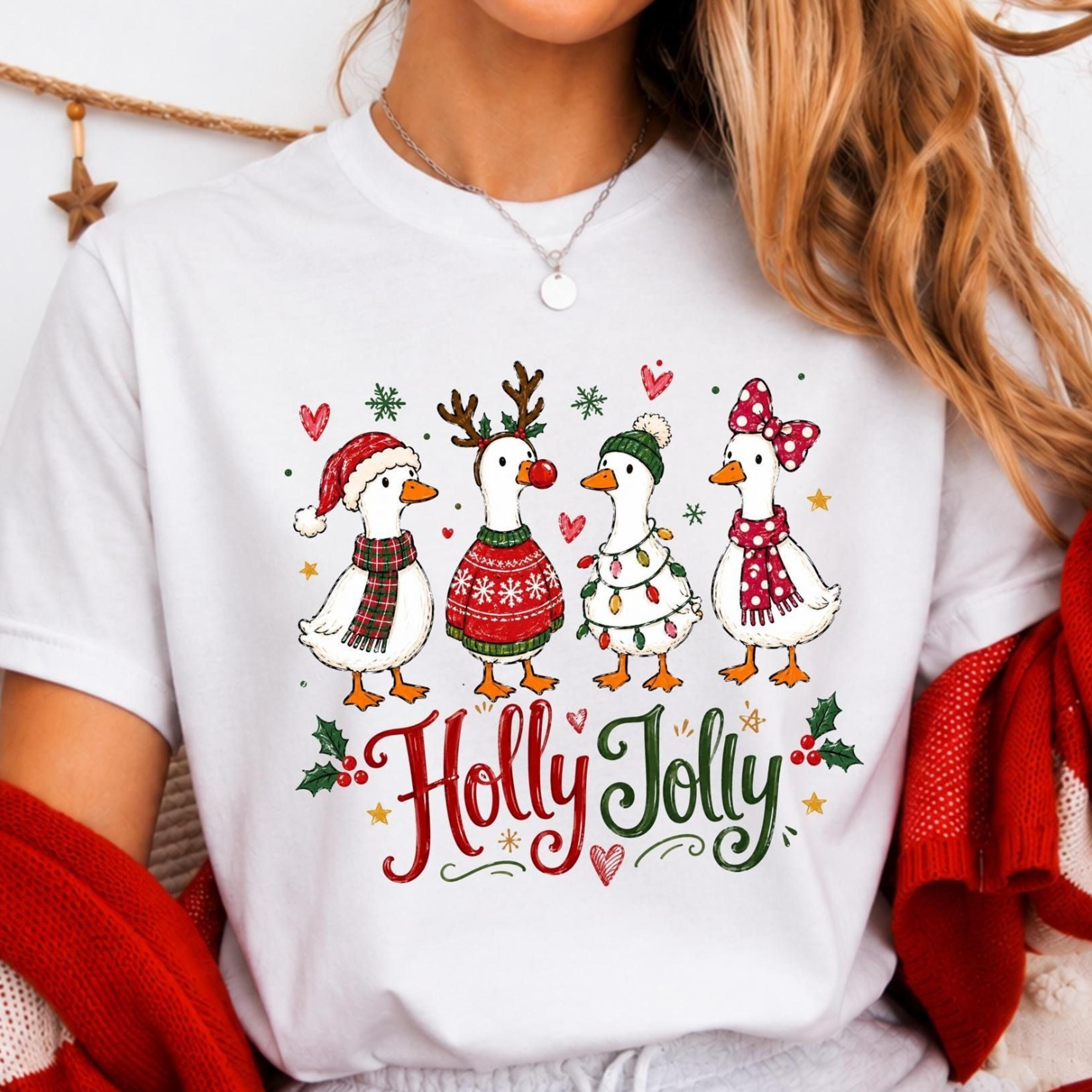 holly jolly goose christmas shirt cute christmas goose tee funny holiday bird shirt festive winter graphic gift